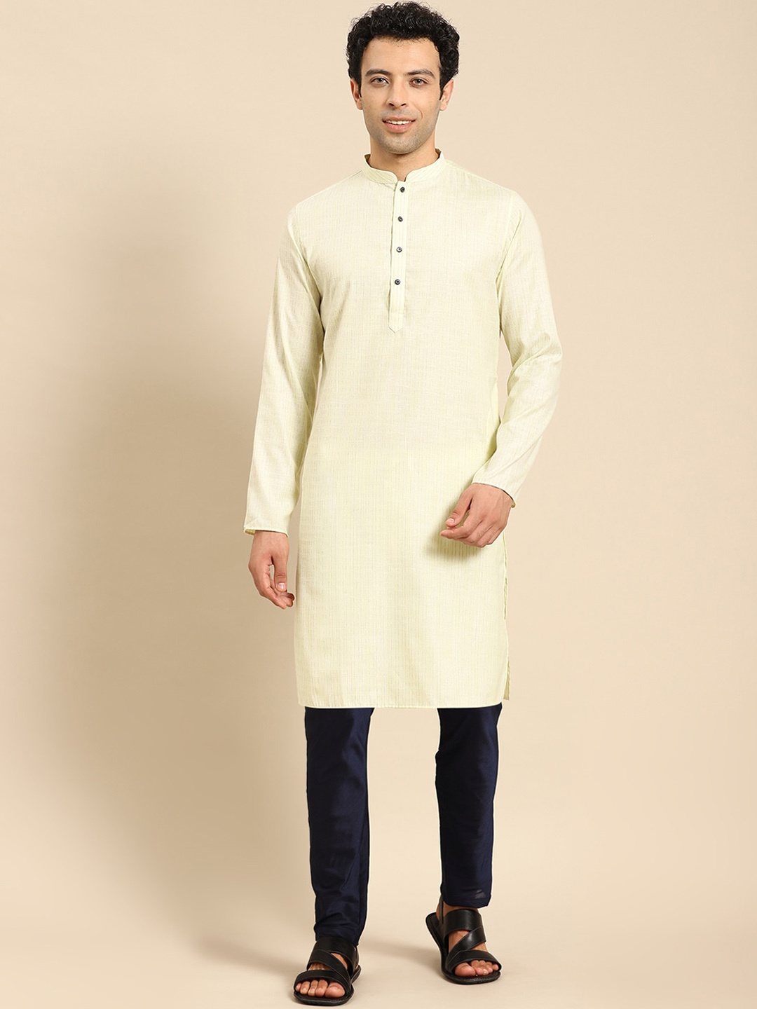 

Amodh by Kisah Men Kurta with Pyjamas, Yellow