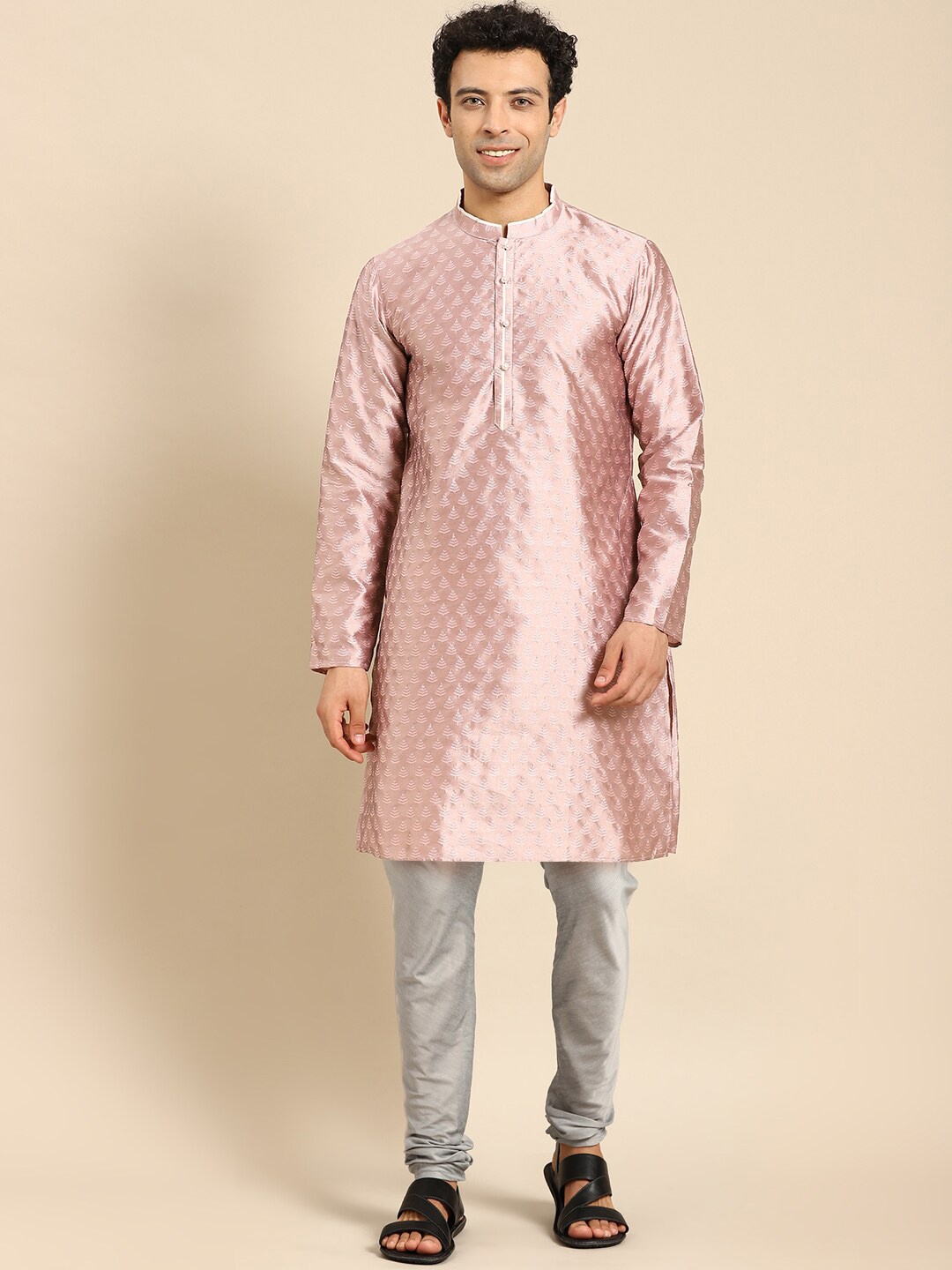 

Amodh by Kisah Men Kurta with Churidar Set, Peach