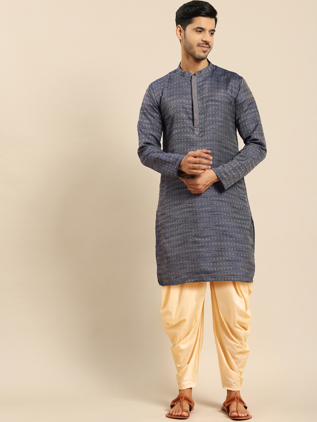 

Amodh by Kisah Men Blue Kurta with Dhoti Pants