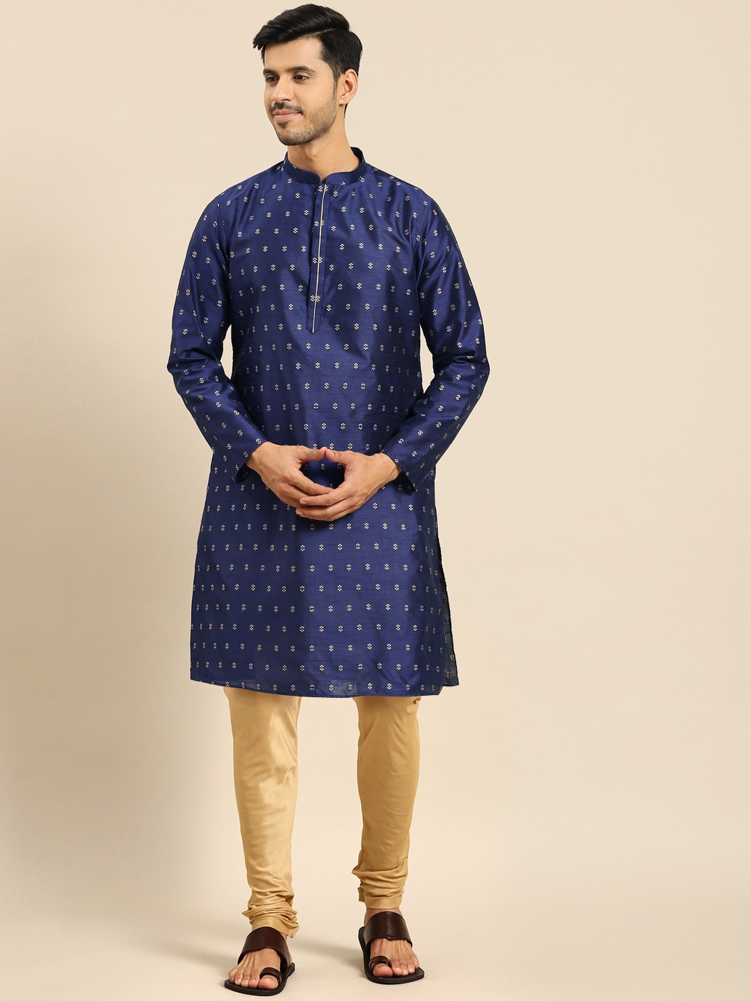 

Amodh by Kisah Men Blue Gotta Patti Kurta with Churidar