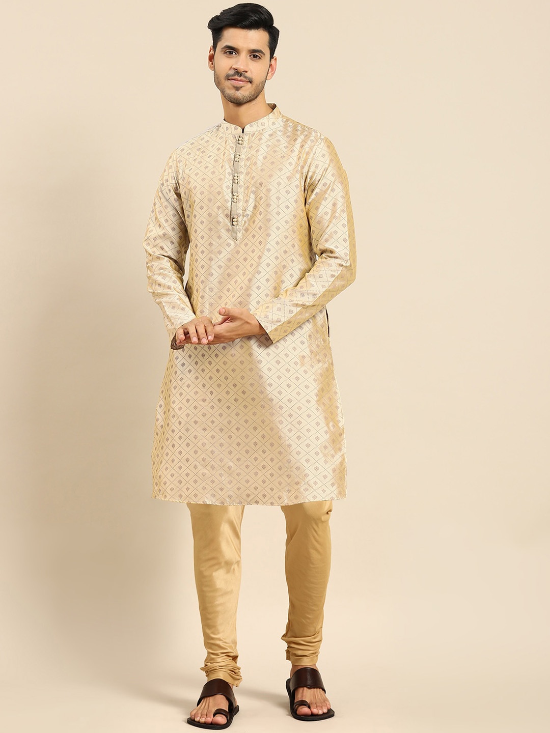 

Amodh by Kisah Men Yellow Kurta with Churidar
