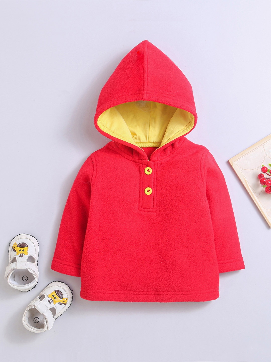 

Nino Bambino Kids Red Solid Hooded Sweatshirt