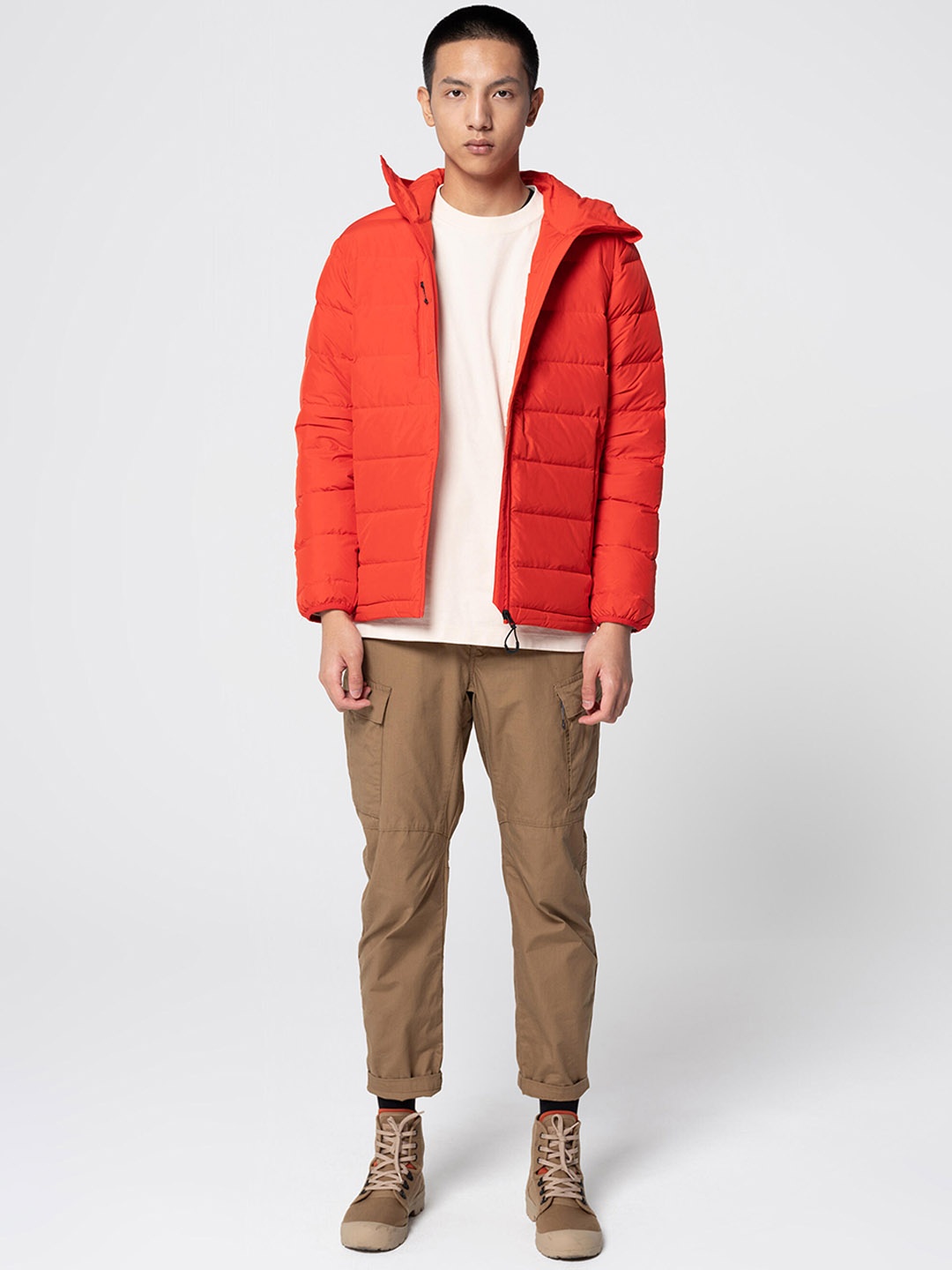 

FORCLAZ By Decathlon Men Orange Solid Hooded Padded Jacket