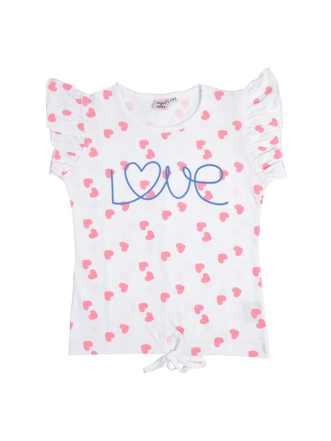 

POMY & JINNY Girls White & Pink Printed Pure Cotton Top