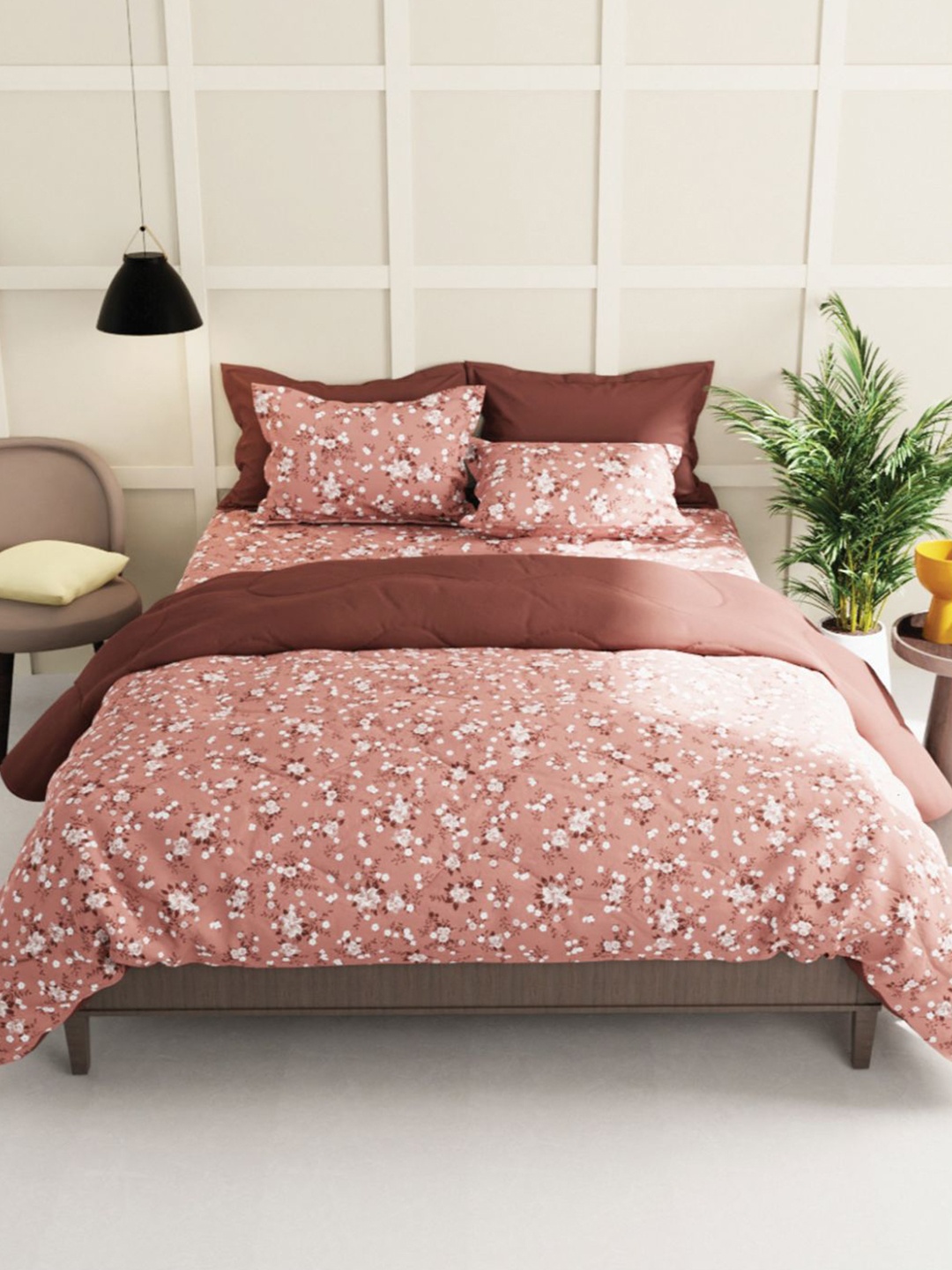 

BIANCA Floral 150 TC Single Bedsheet with 2 Pillow Covers, Red