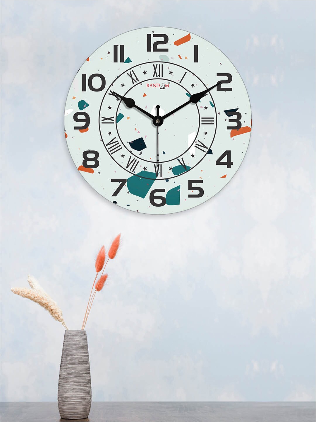 

RANDOM Printed Contemporary Wall Clock, Black