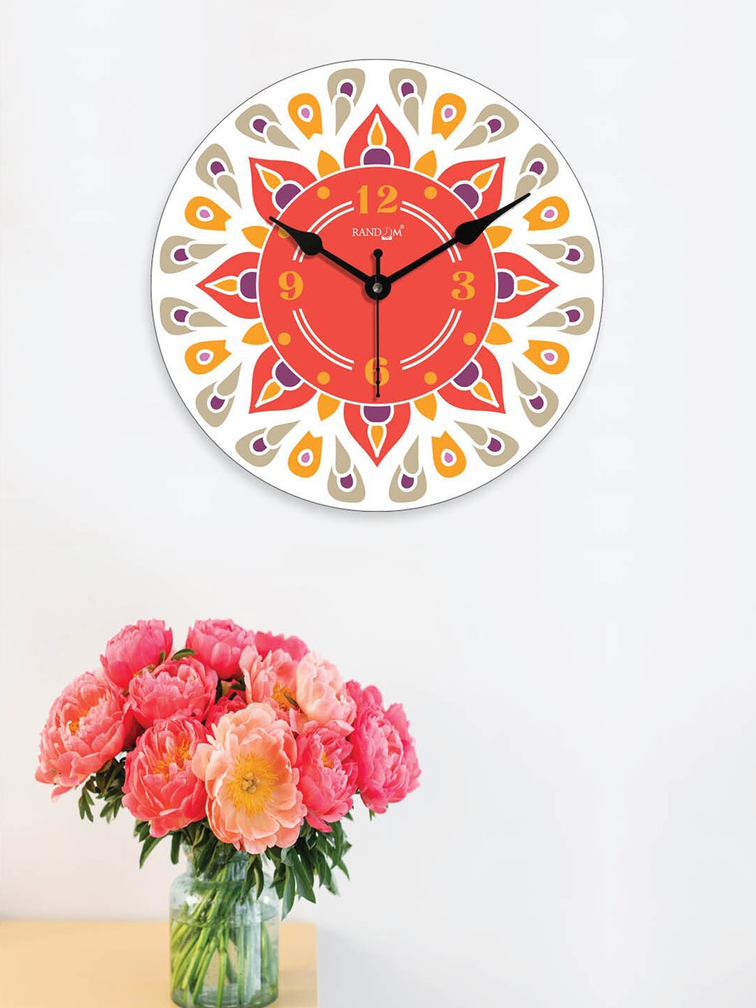 

RANDOM Off Printed Contemporary Wall Clock, Off white
