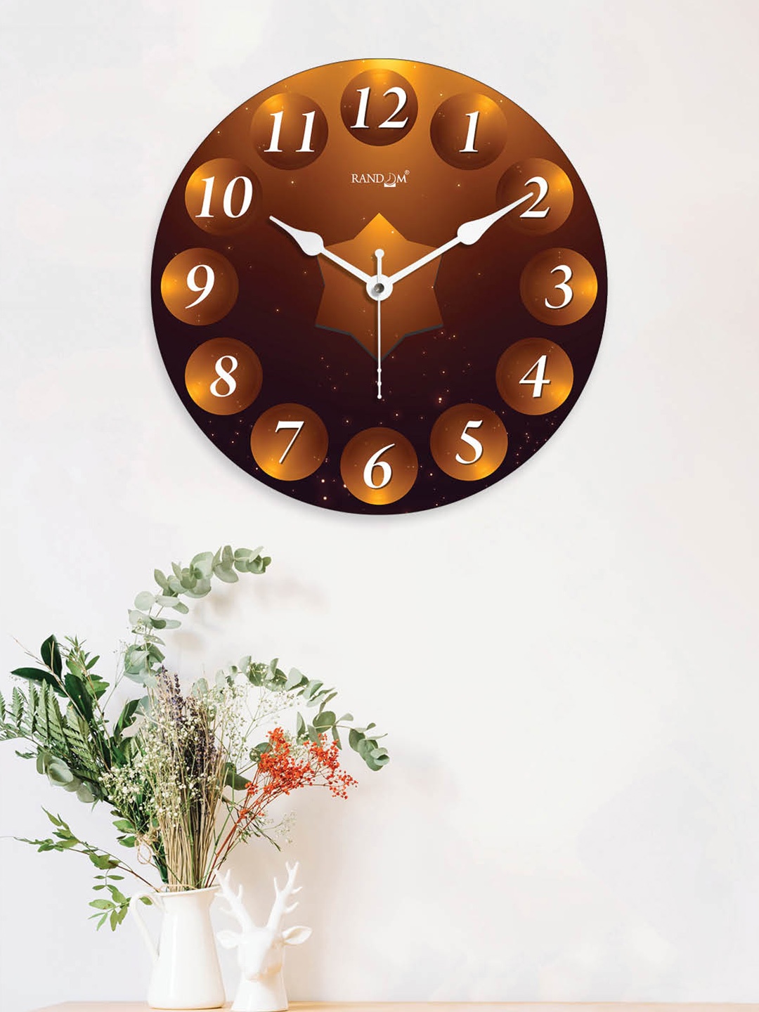 

RANDOM Printed Contemporary Wall Clock, Brown