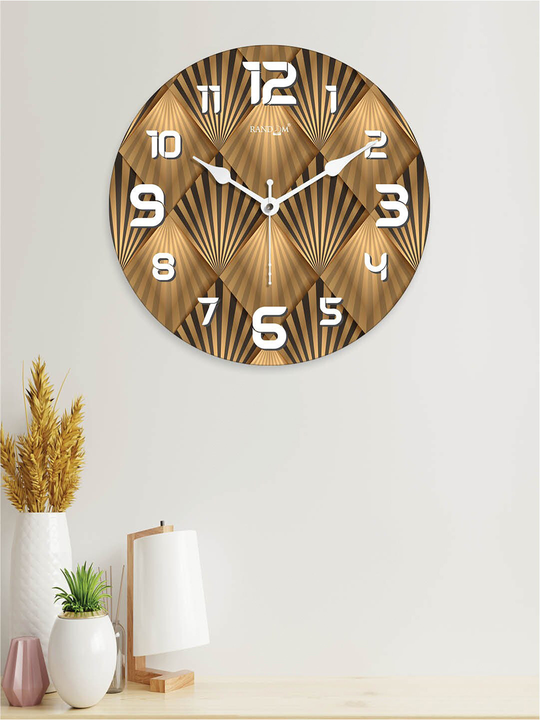 

RANDOM Printed Contemporary Wall Clock, Brown