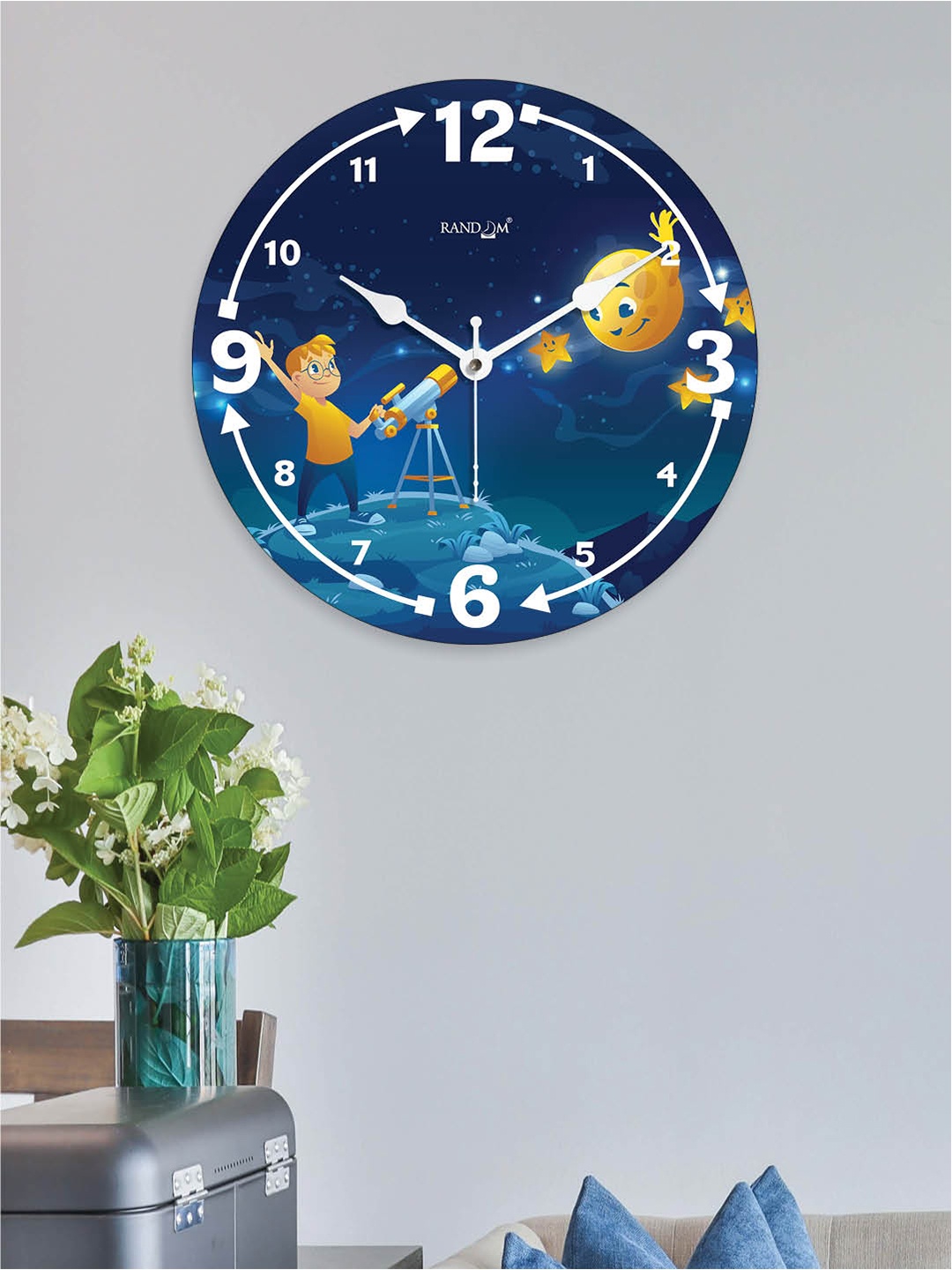 

RANDOM Printed Contemporary Wall Clock, Blue