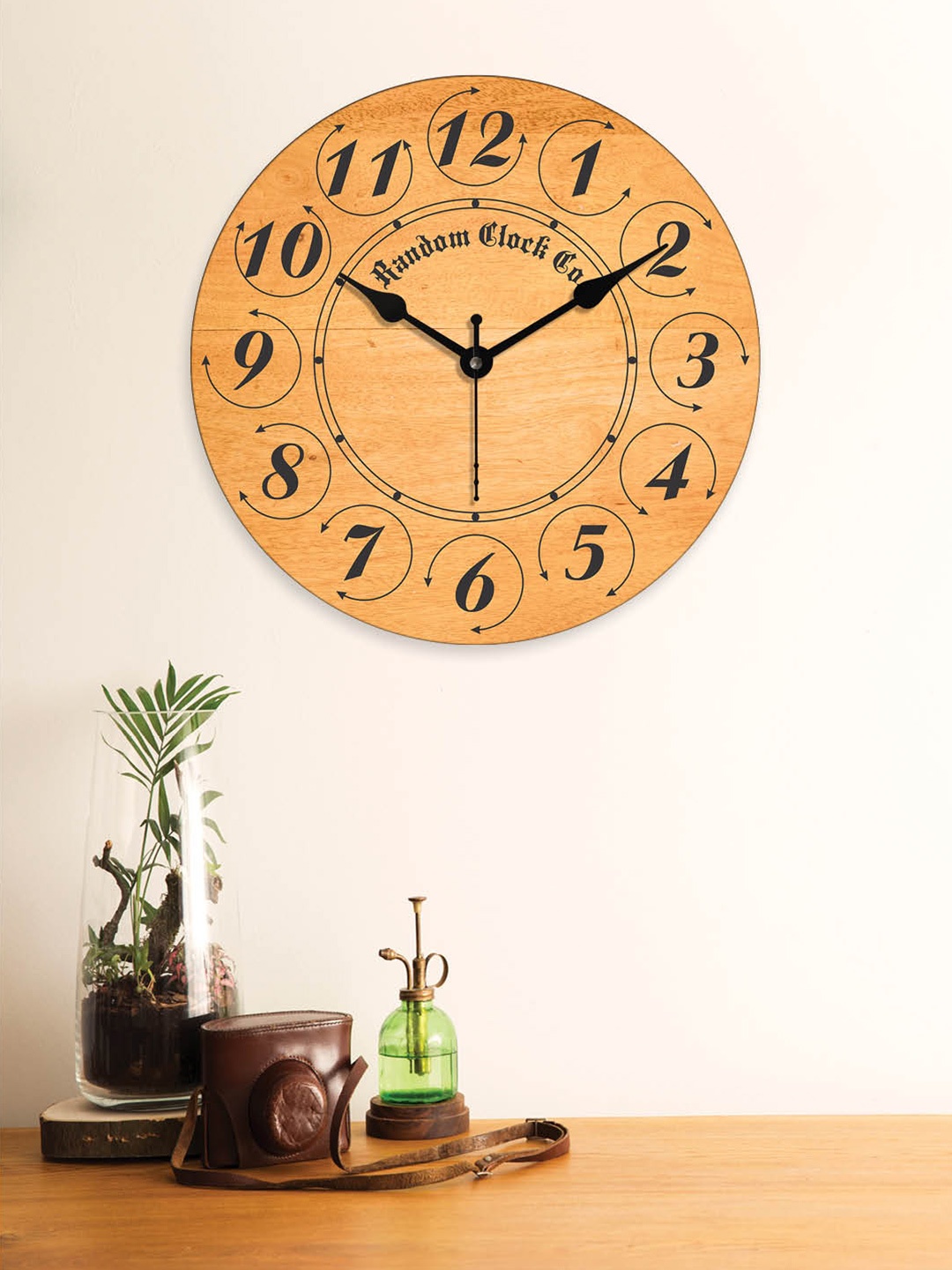 

RANDOM Printed Contemporary Wall Clock, Brown