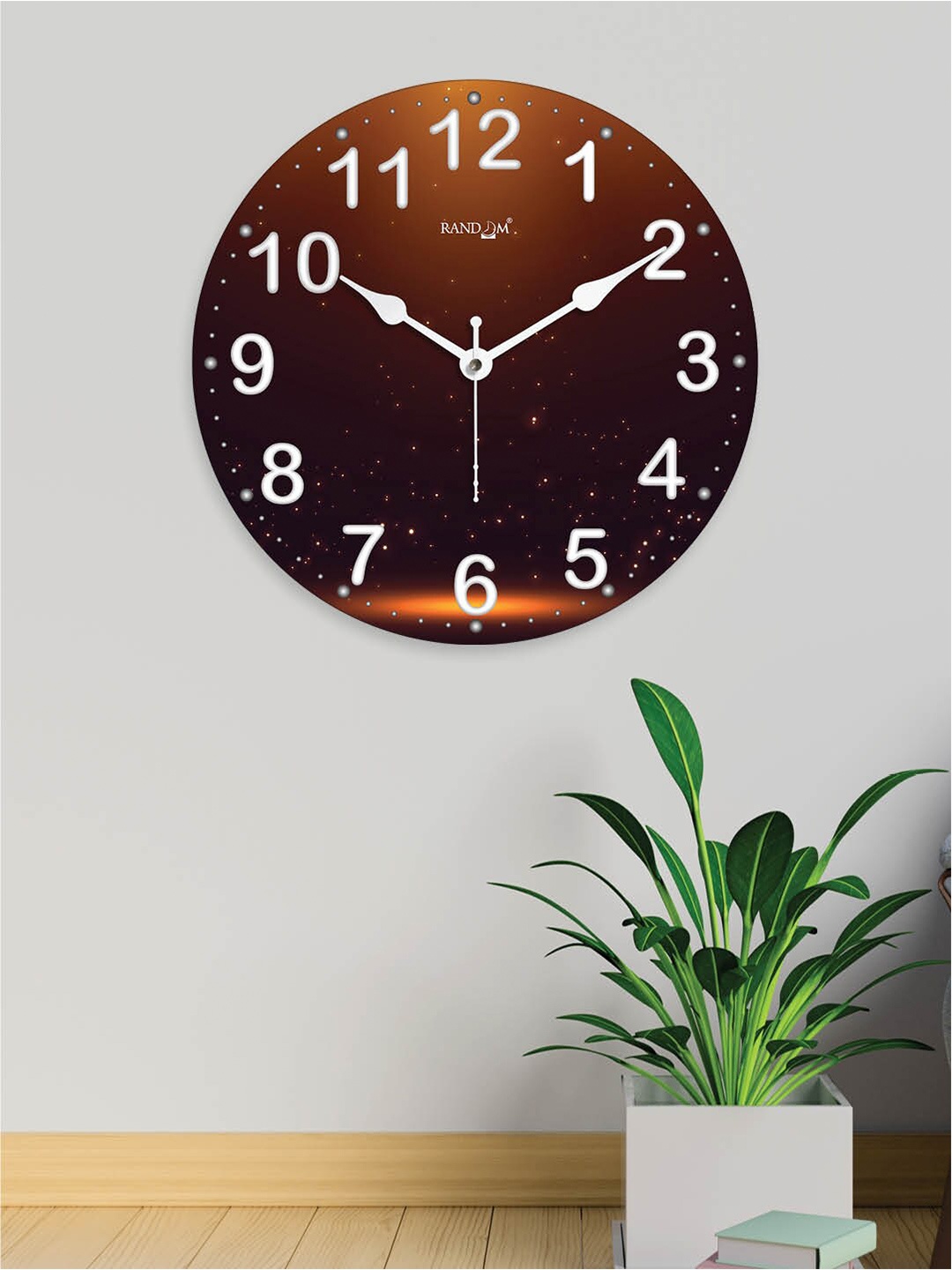 

RANDOM Printed Contemporary Wall Clock, Brown
