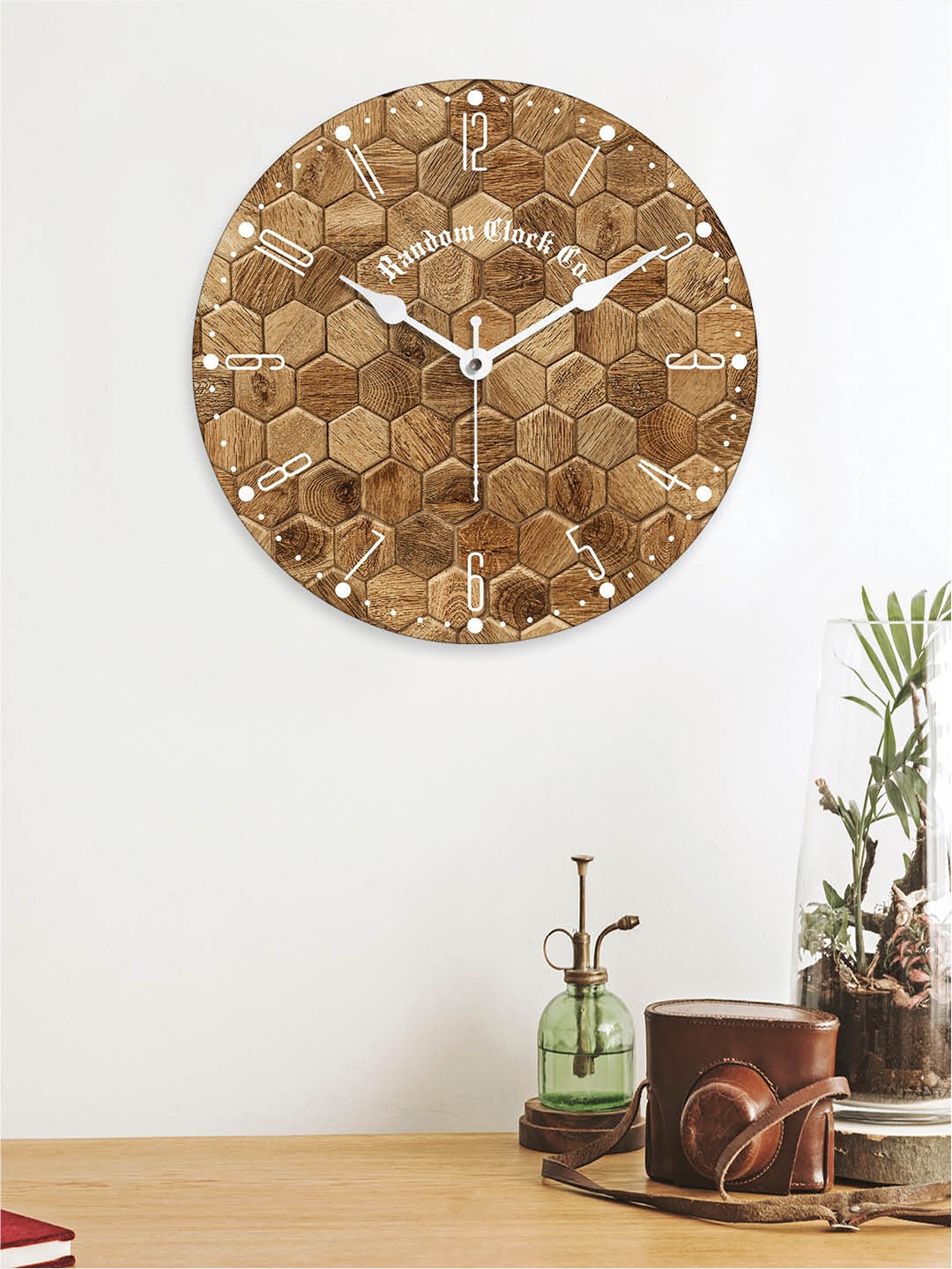 

RANDOM Textured Contemporary Wall Clock, Brown