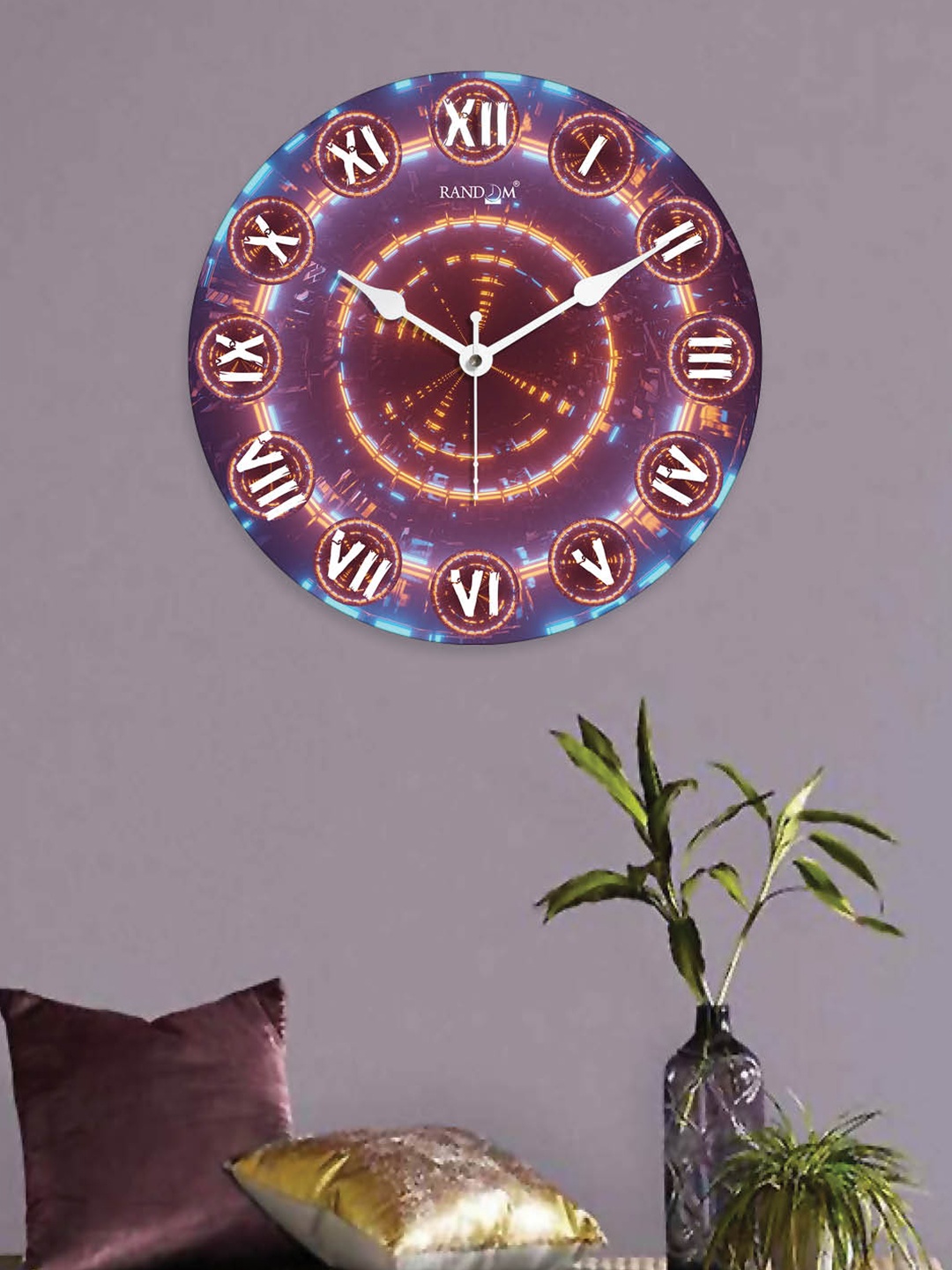 

RANDOM Printed Contemporary Wall Clock, Purple