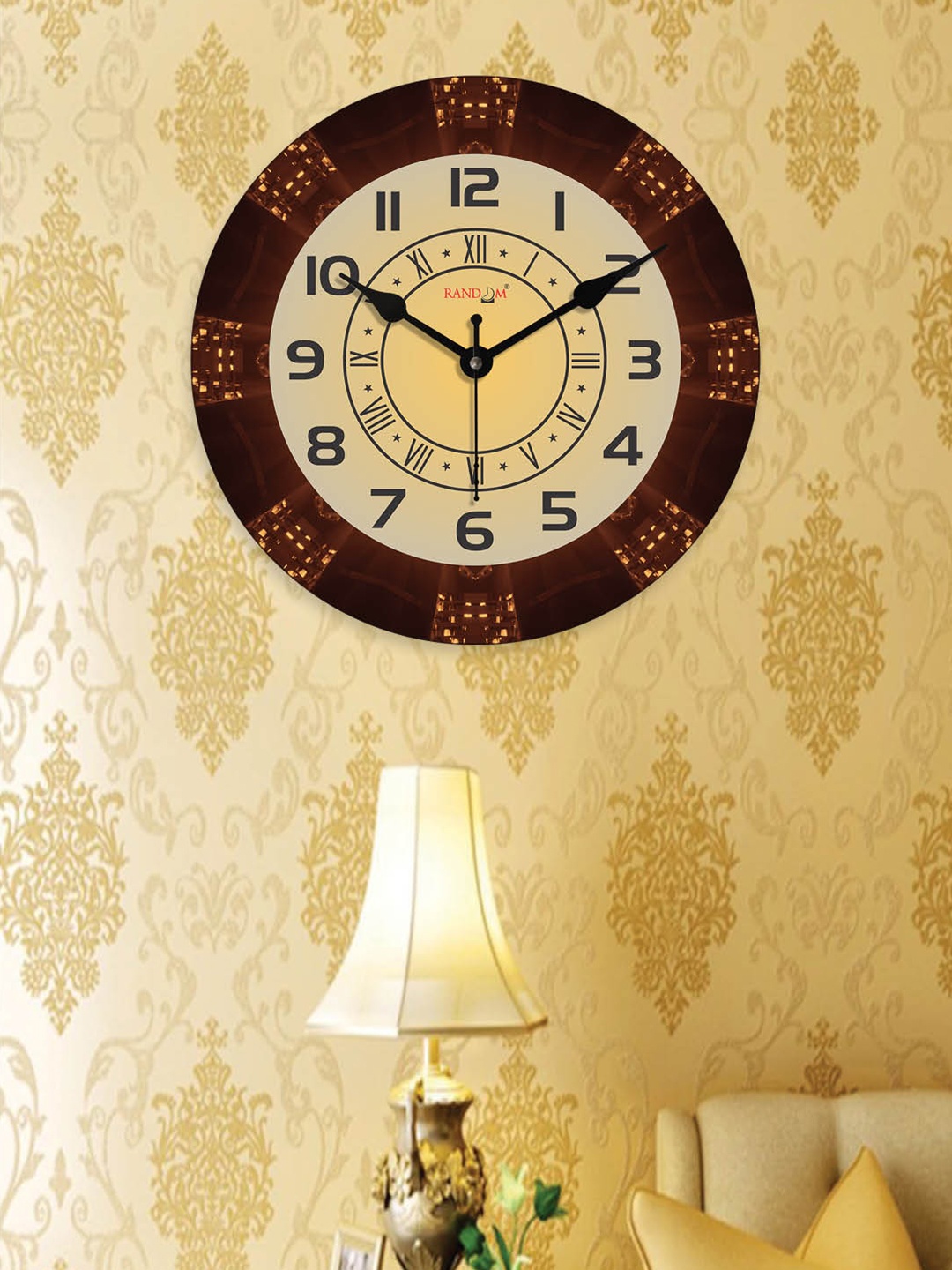 

RANDOM Printed Contemporary Wall Clock, Beige