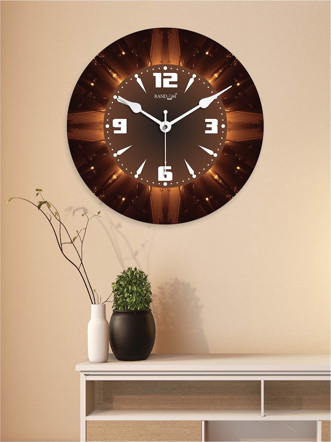 

RANDOM Printed Contemporary Wall Clock, Brown