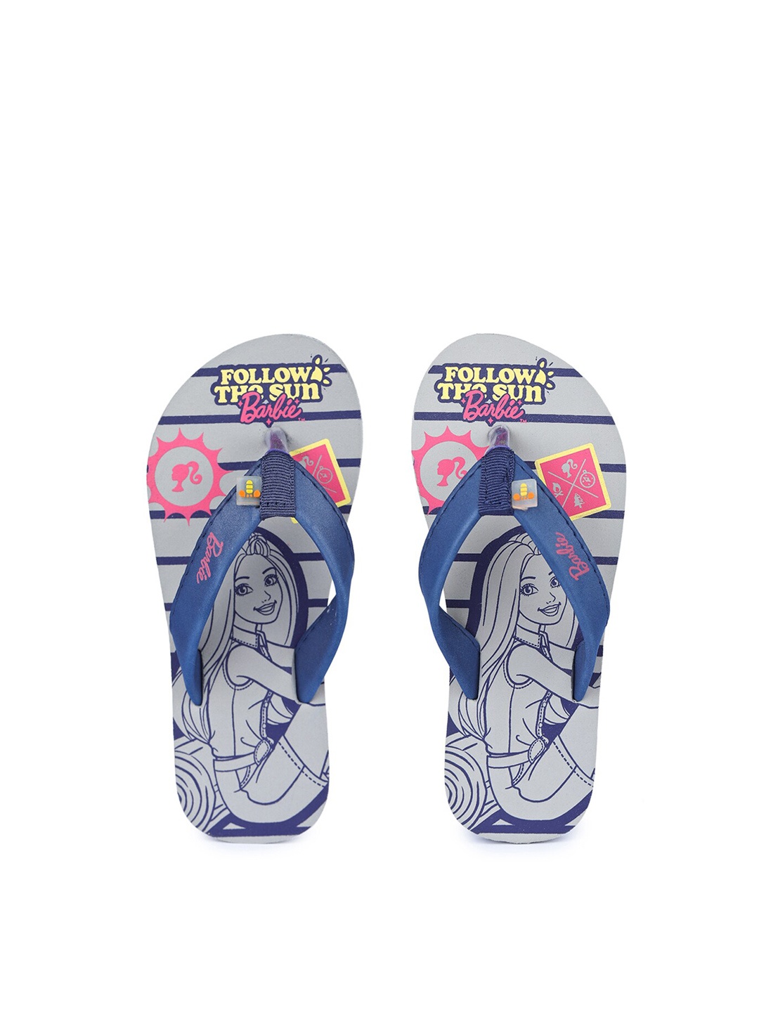 

toothless Girls Grey & Navy Blue Barbie Printed Thong Flip-Flops