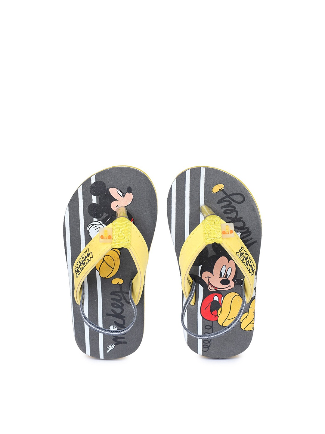 

toothless Boys Grey & Yellow Printed Disney Mickey Rubber Thong Flip-Flops