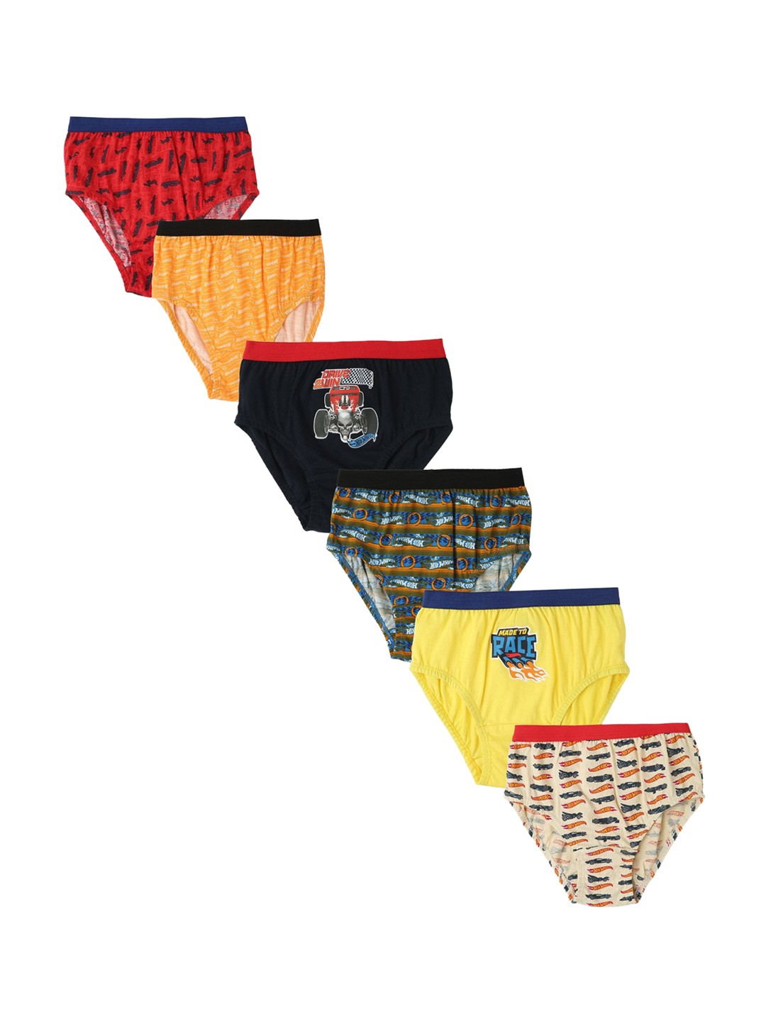 

Red Rose Boys Pack of 6 Printed Cotton Basic Briefs, Yellow
