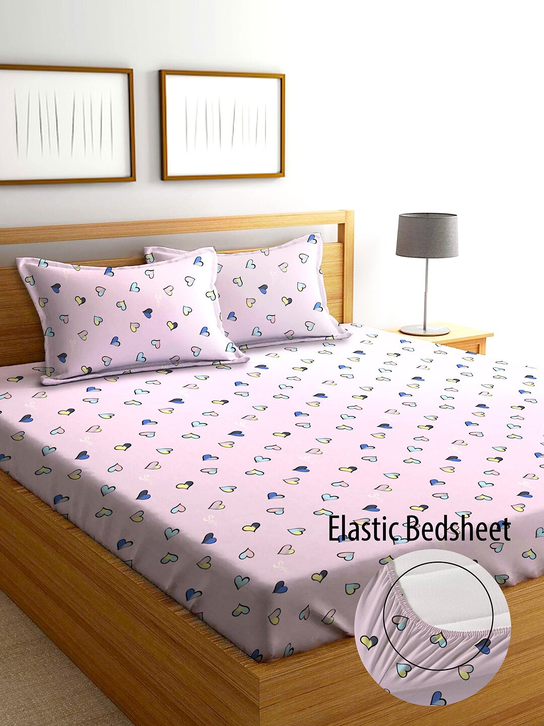 

AEROHAVEN Graphic 210 TC King Bedsheet with 2 Pillow Covers, Pink