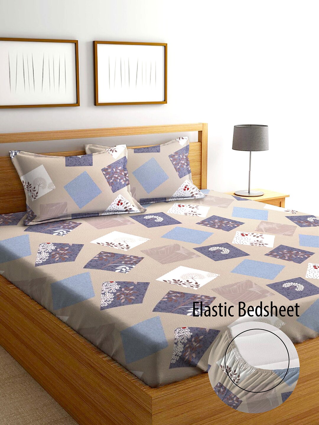 

AEROHAVEN Geometric 210 TC King Bedsheet with 2 Pillow Covers, Brown