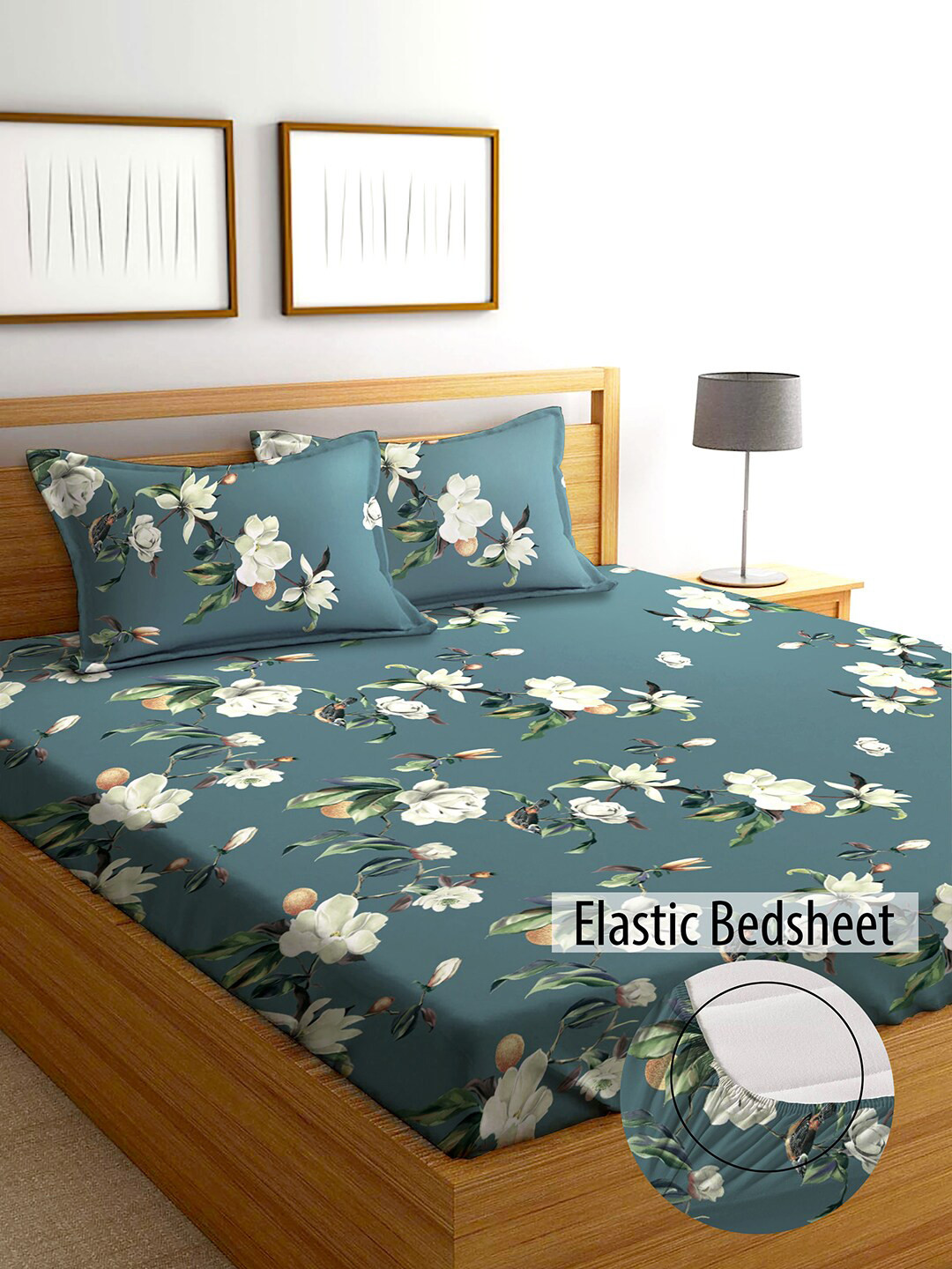 

AEROHAVEN Floral 210 TC King Bedsheet with 2 Pillow Covers, Green