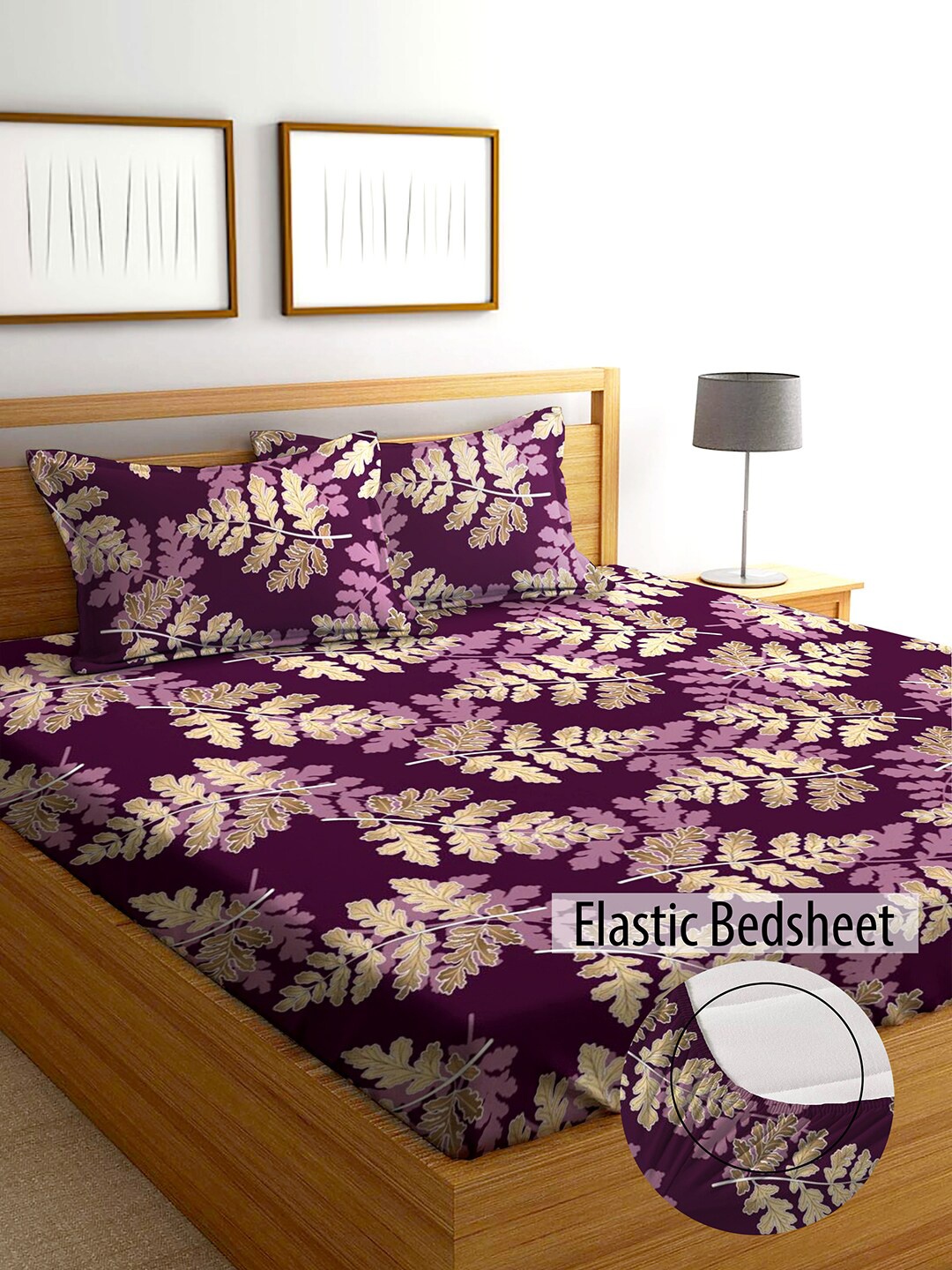 

AEROHAVEN Floral 210 TC King Bedsheet with 2 Pillow Covers, Purple