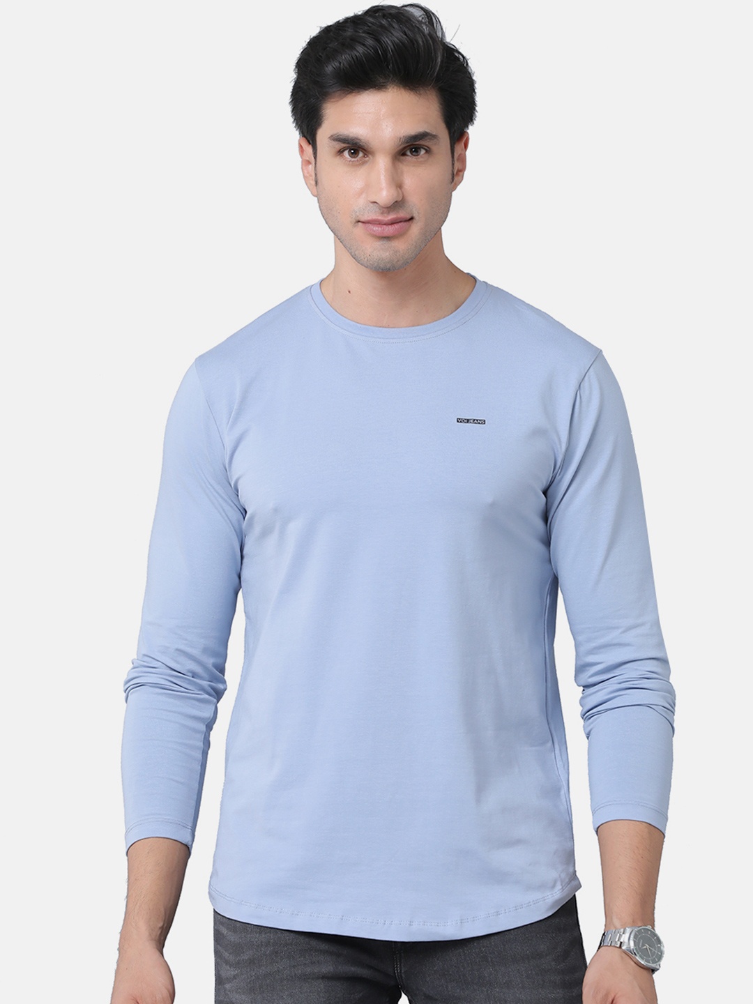 

VOI Jeans Men's Plain Purple Cotton Lycra Single Jersey Round Neck T-Shirt