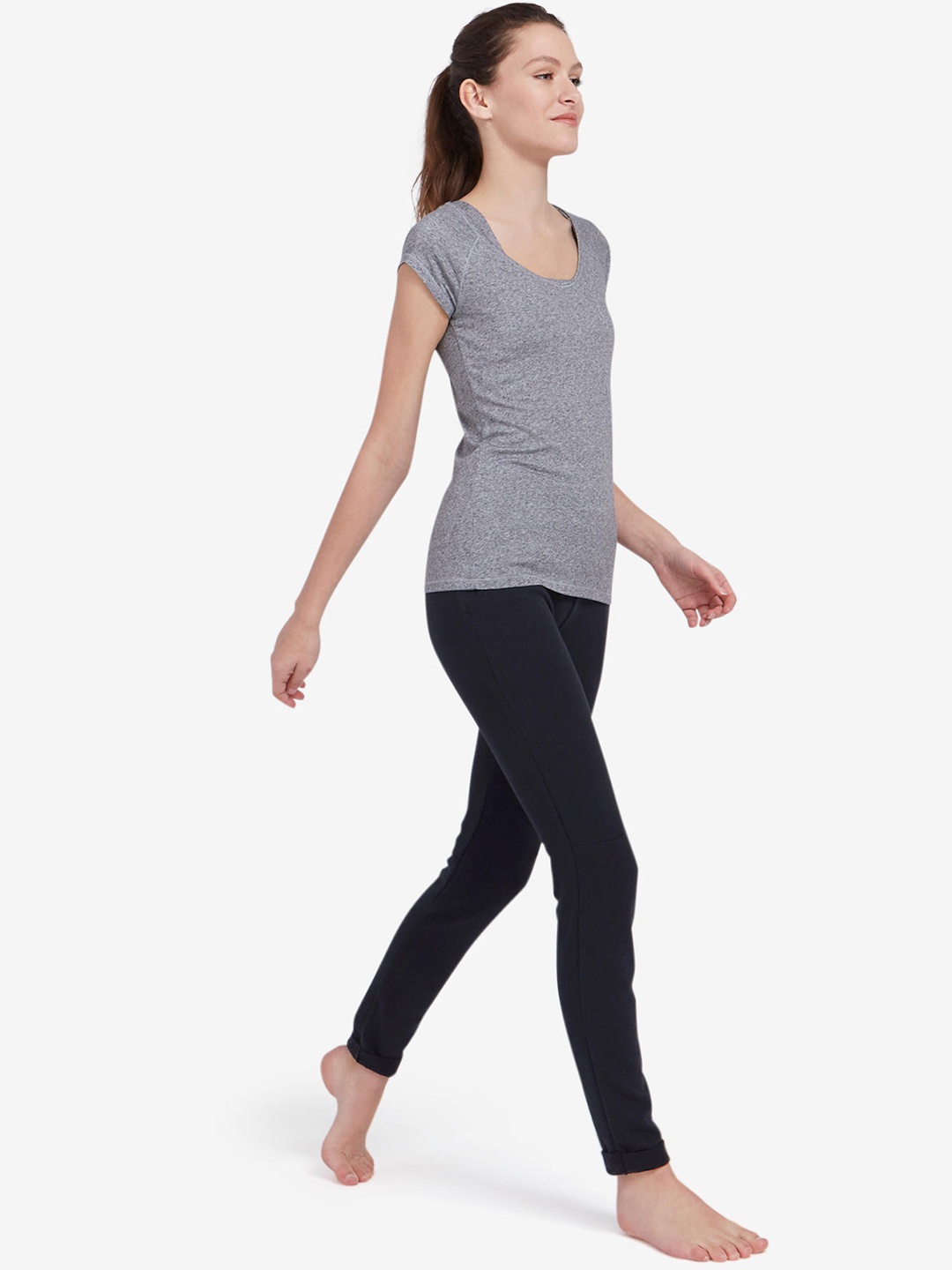 

NYAMBA By Decathlon Women Black Solid Cotton Track Pants