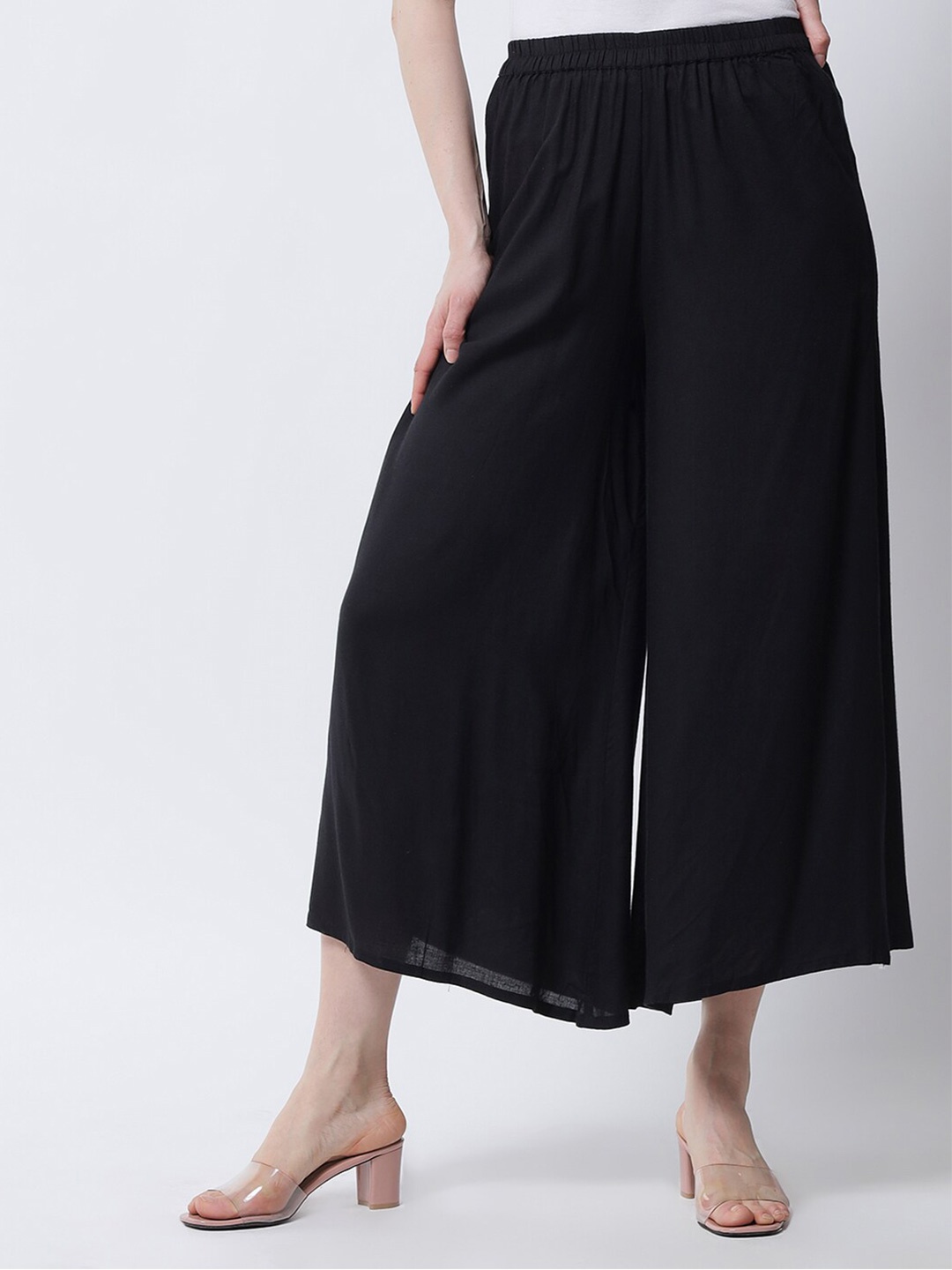 

MARC LOUIS Women Flared Cropped Palazzos, Black