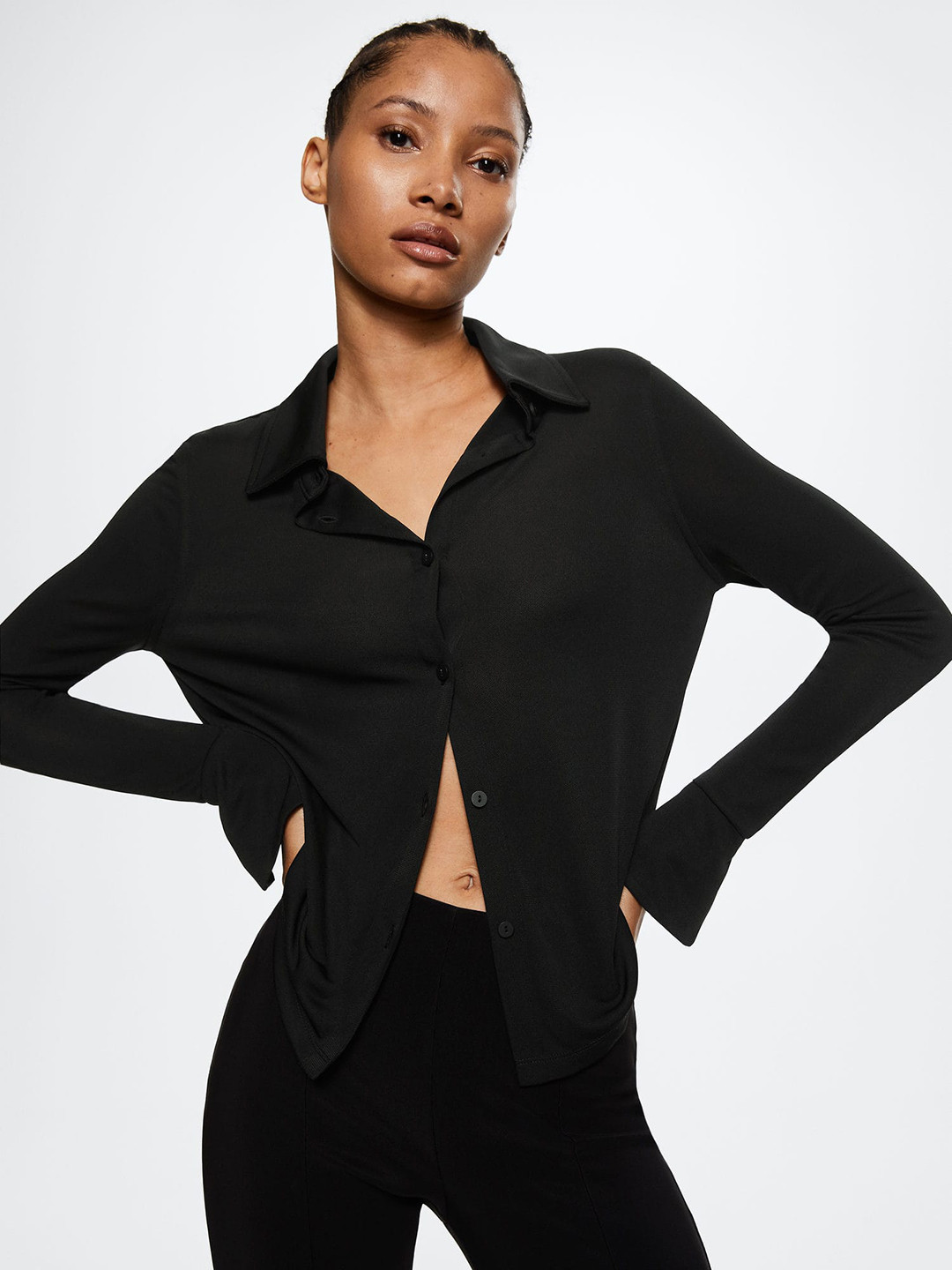 

MANGO Women Black Casual Sustainable Shirt