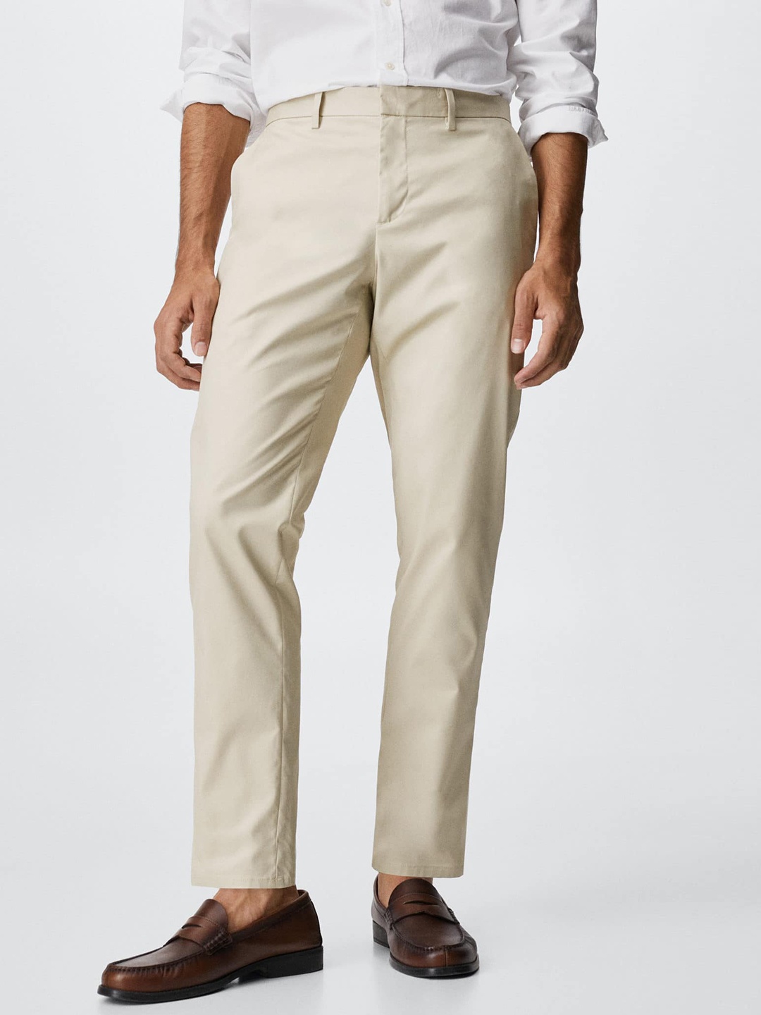 

MANGO MAN Men Cream-Coloured Chinos Sustainable Trousers