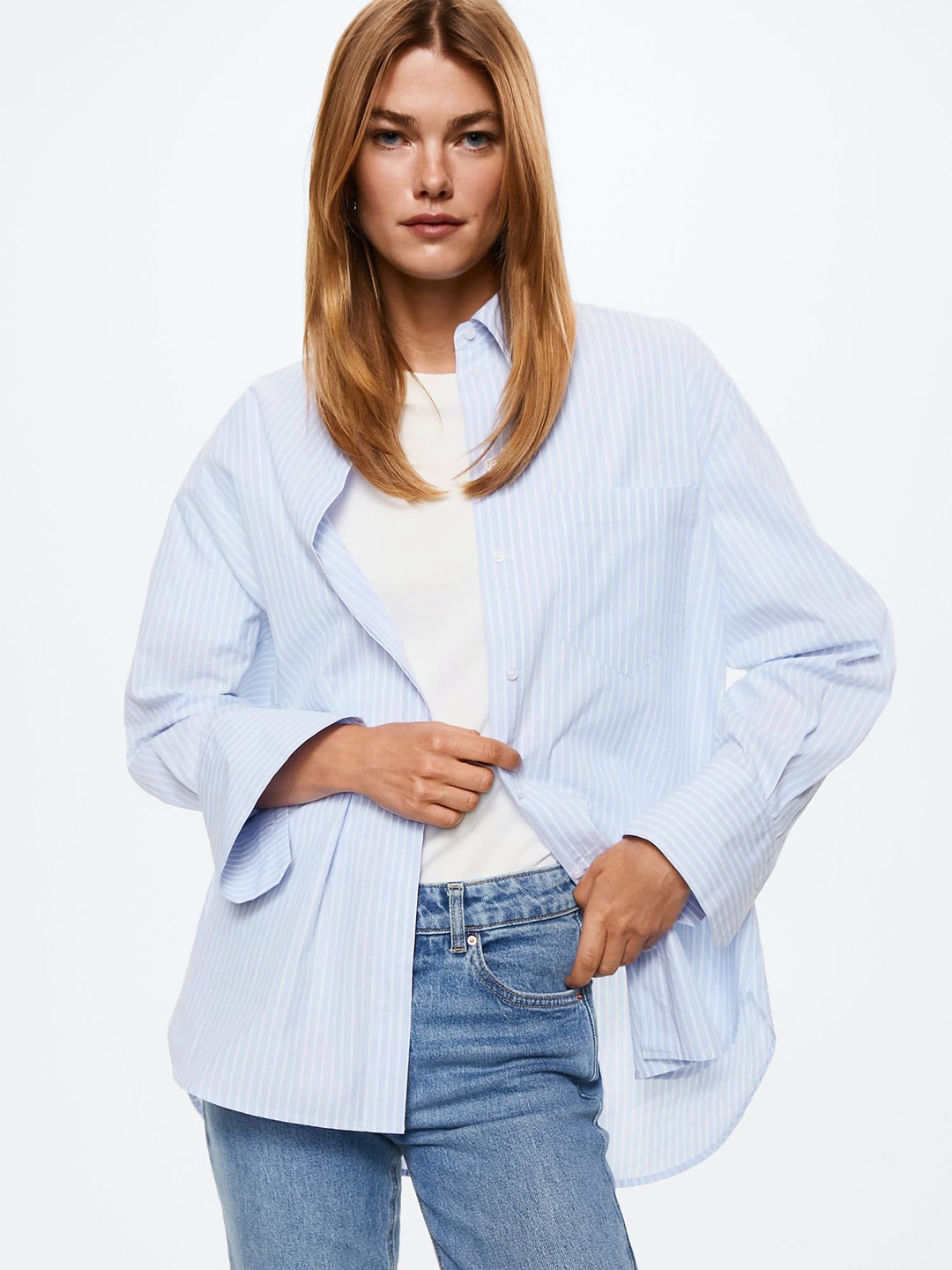 

MANGO Women Pink Oversize Sustainable Cotton Shirt
