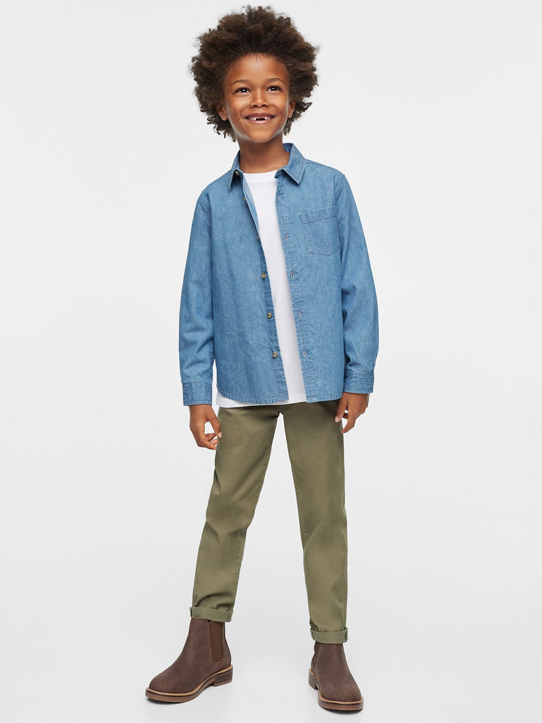 

Mango Kids Boys Olive Green Solid Mid-Rise Chinos