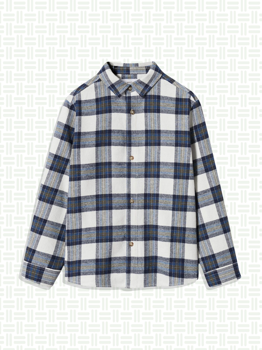 

Mango Kids Boys White & Blue Pure Cotton Tartan Checked Casual Shirt