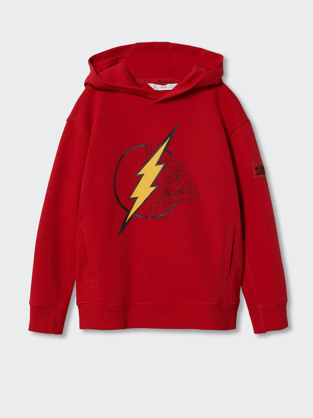 

Mango Kids Boys Red Pure Cotton Flash Printed Hooded Sweatshirt
