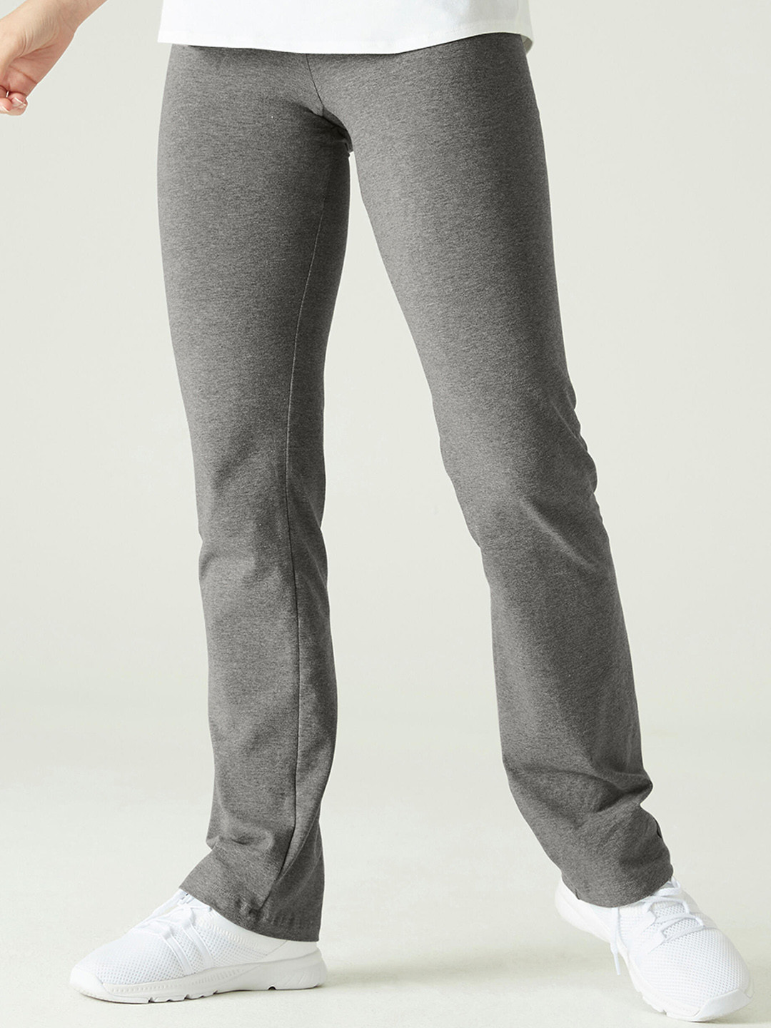 

NYAMBA By Decathlon Women Grey Solid Cotton Track Pants