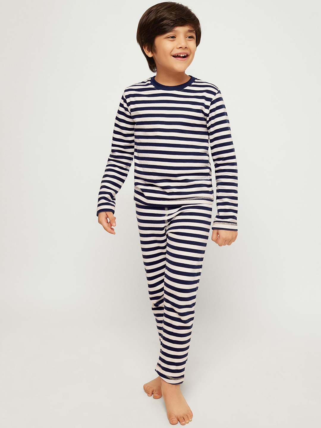 

frangipani Boys Blue & White Striped Night suit