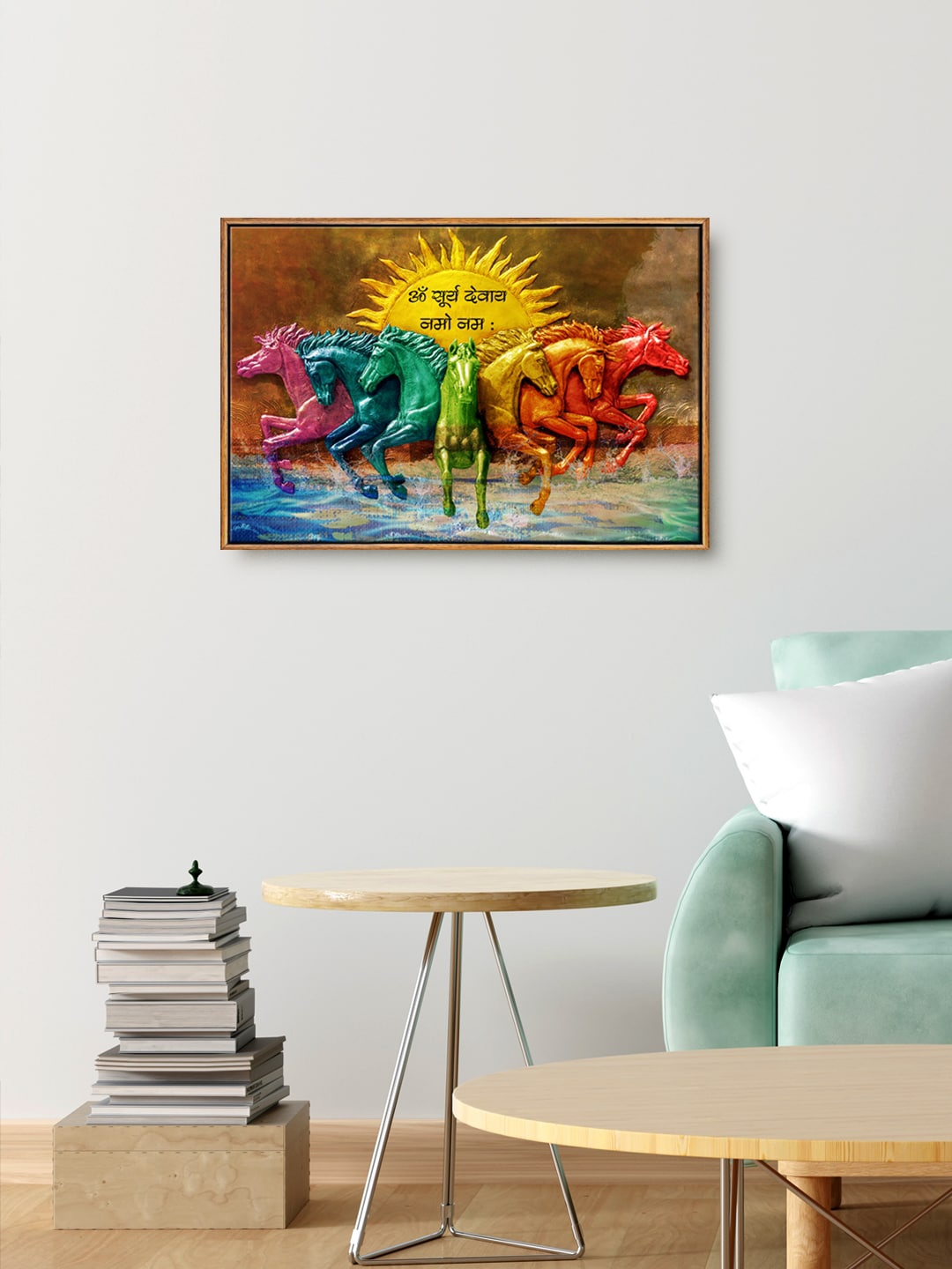 

999Store Yellow & Brown Flying Horse Painting Wall Art