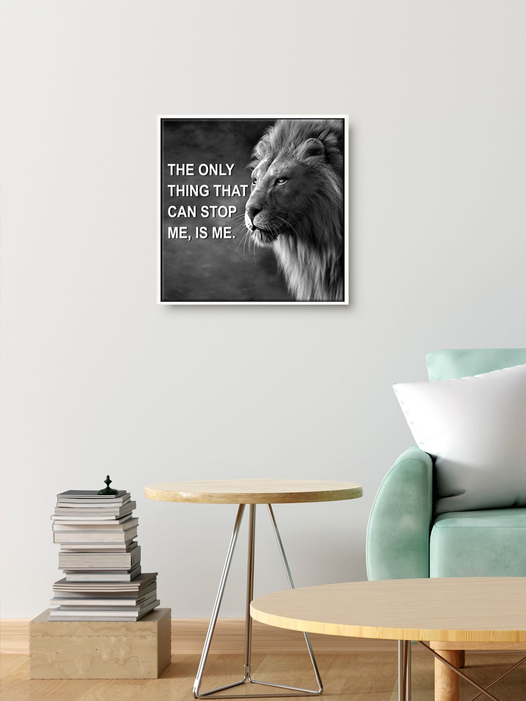 

999Store Black Lion Face With Motivational Quote Canvas Painting Wall Art