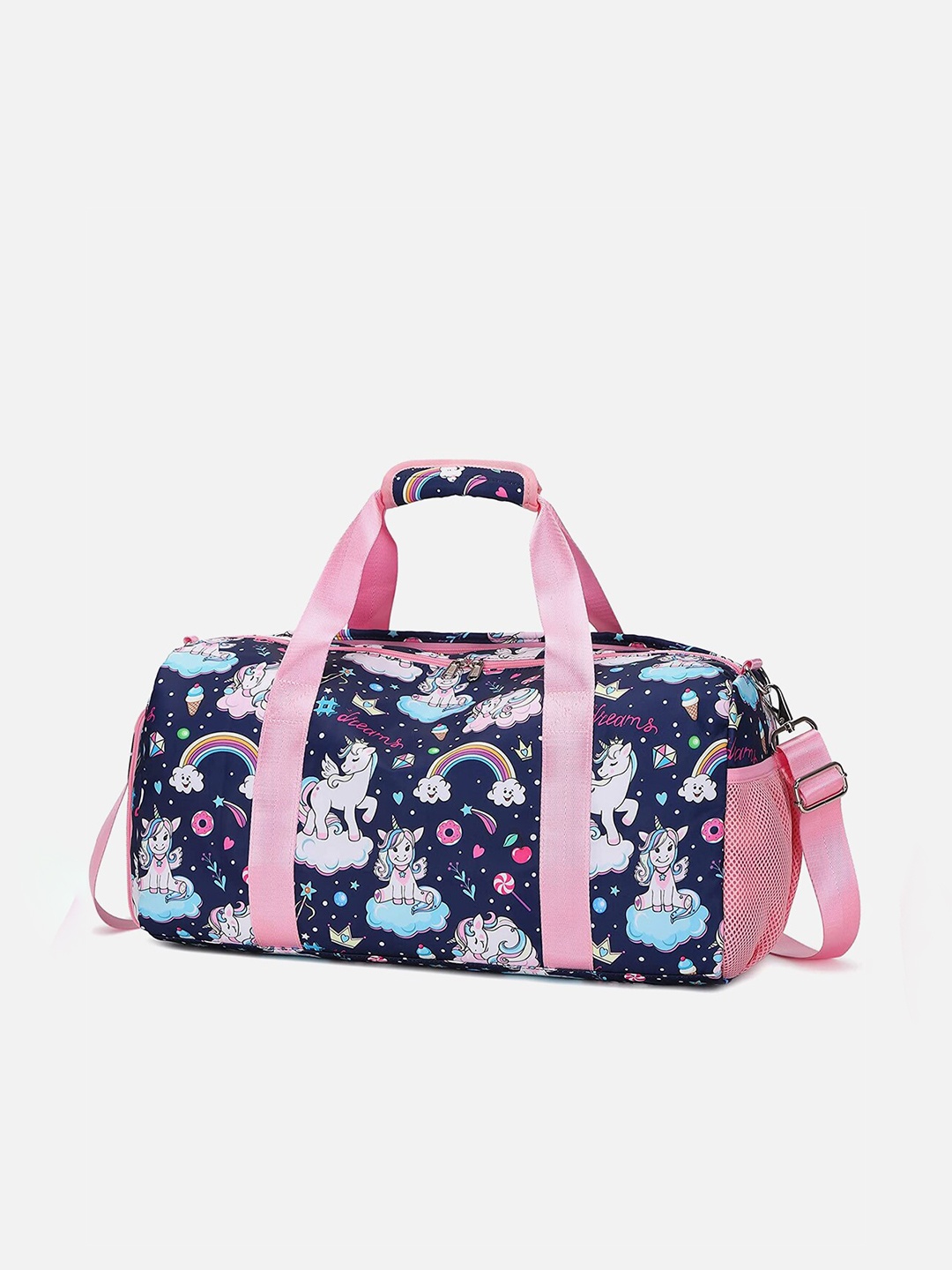 

Little Surprise Box LLP Kids Navy Blue & Pink Unicorn Printed Duffle Bag