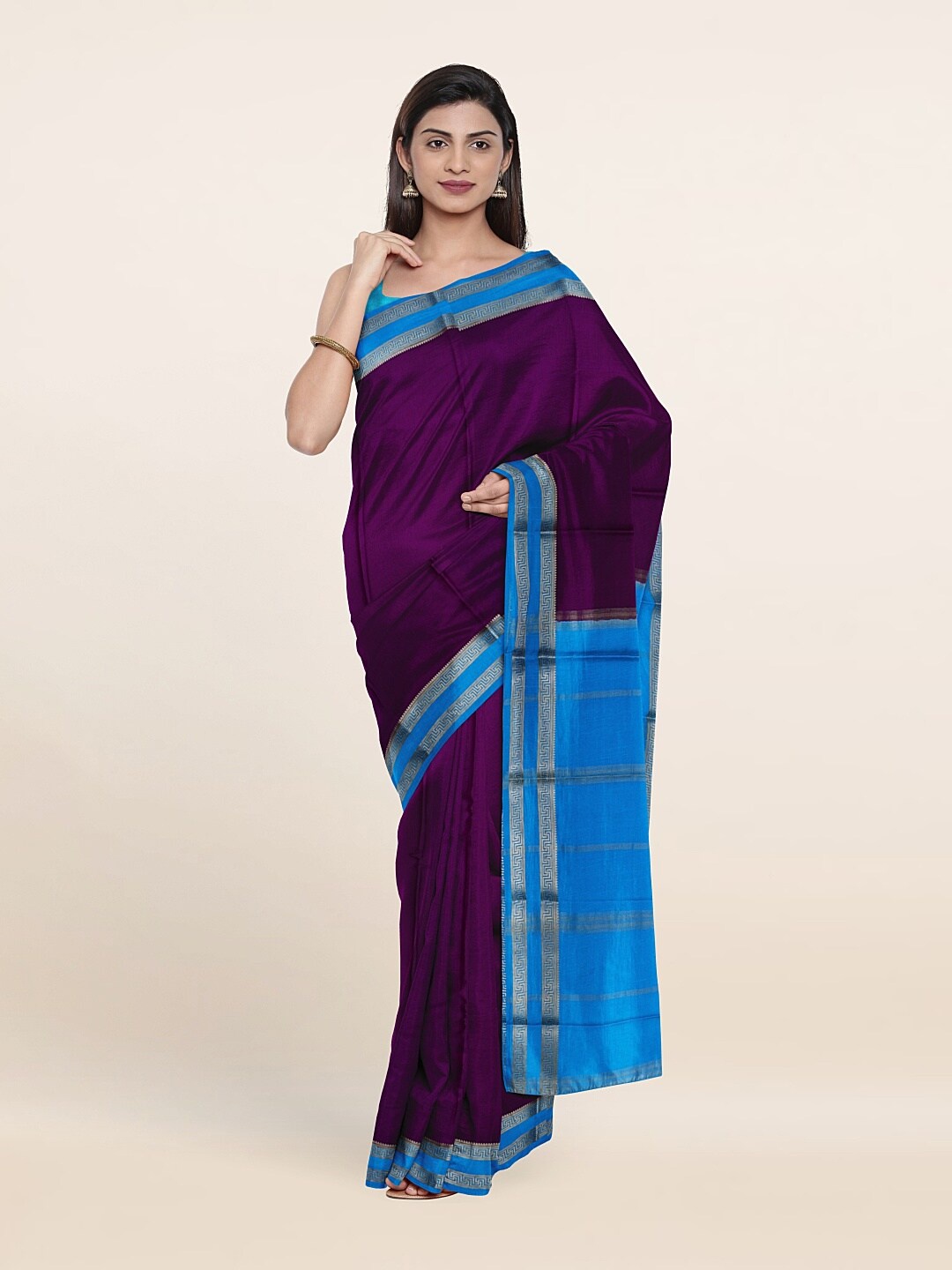 

Pothys Violet & Blue Pure Silk Saree