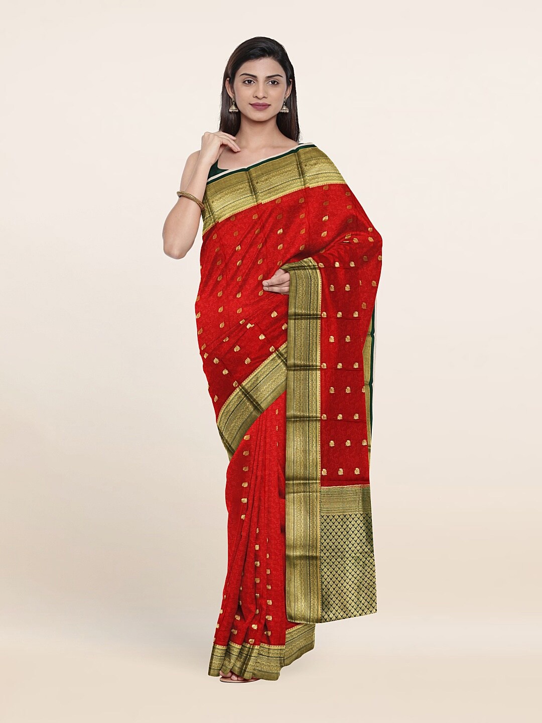 

Pothys Maroon & Green Zari Pure Silk Saree