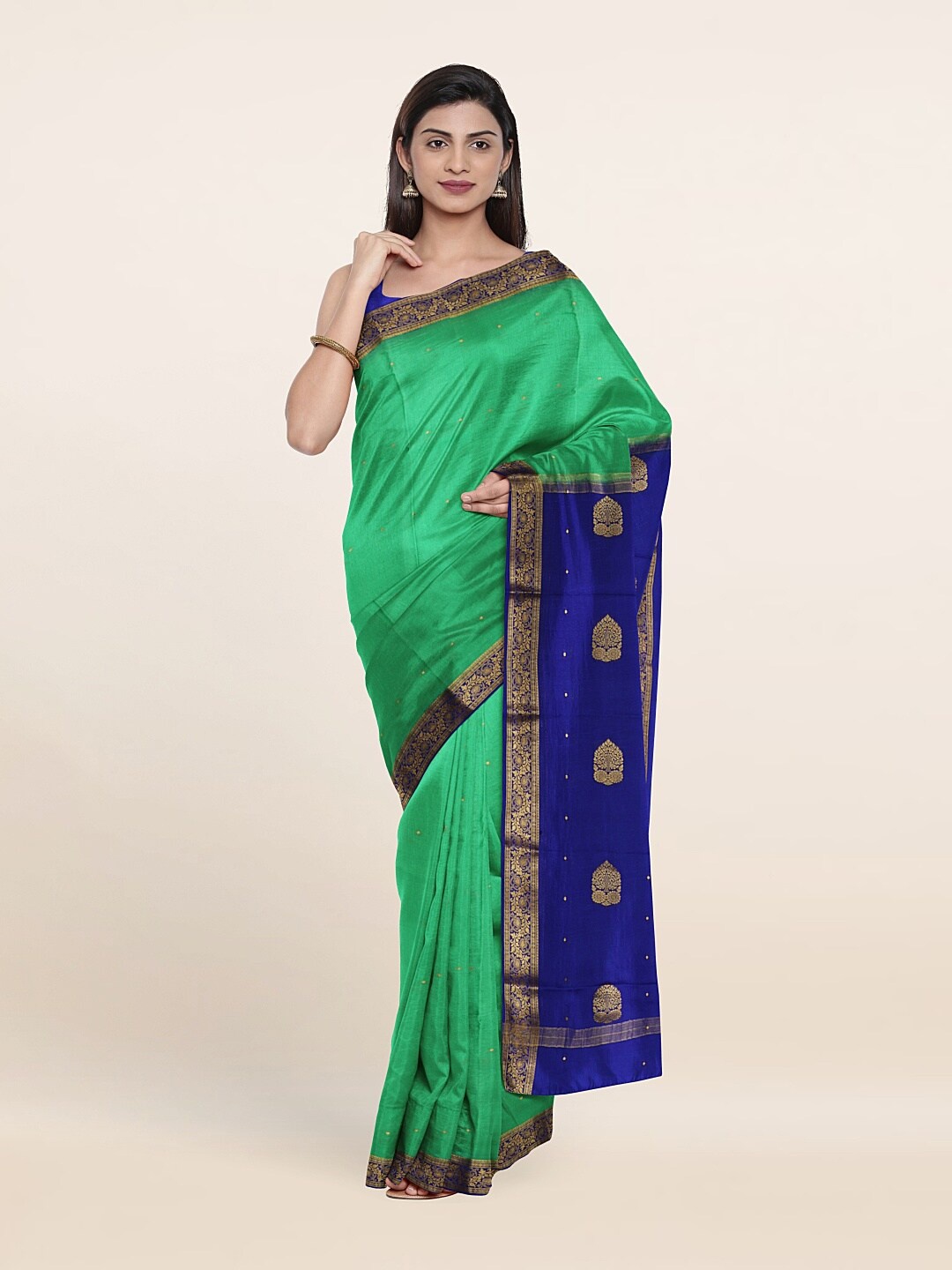 

Pothys Green & Blue Woven Design Zari Pure Silk Saree