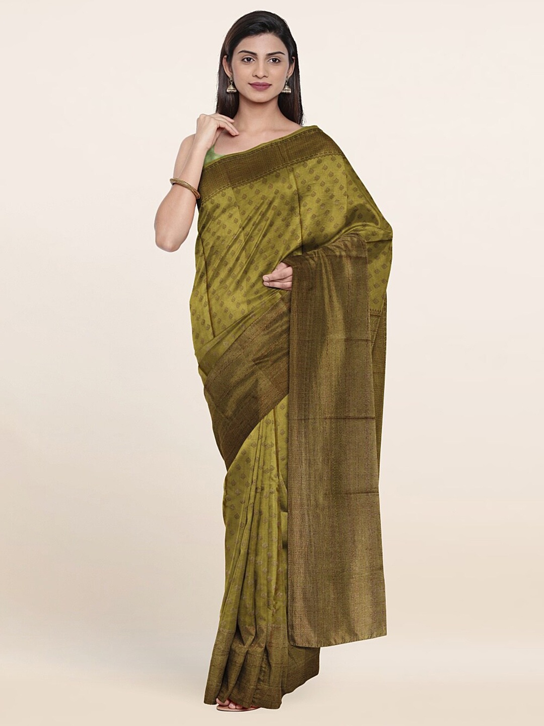 

Pothys Green Ethnic Motifs Pure Silk Saree