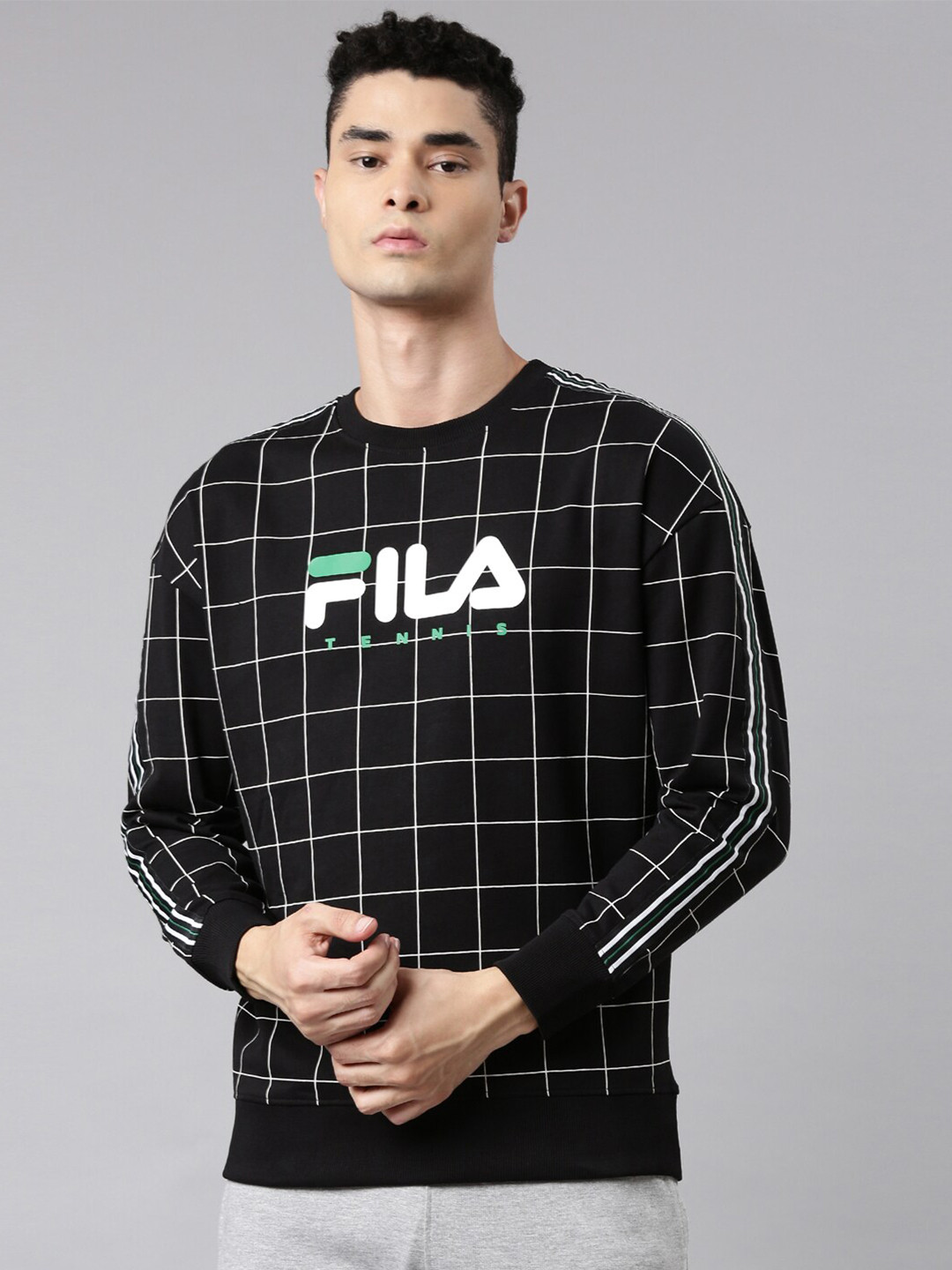 

FILA Men Black Checked Sweatshirt