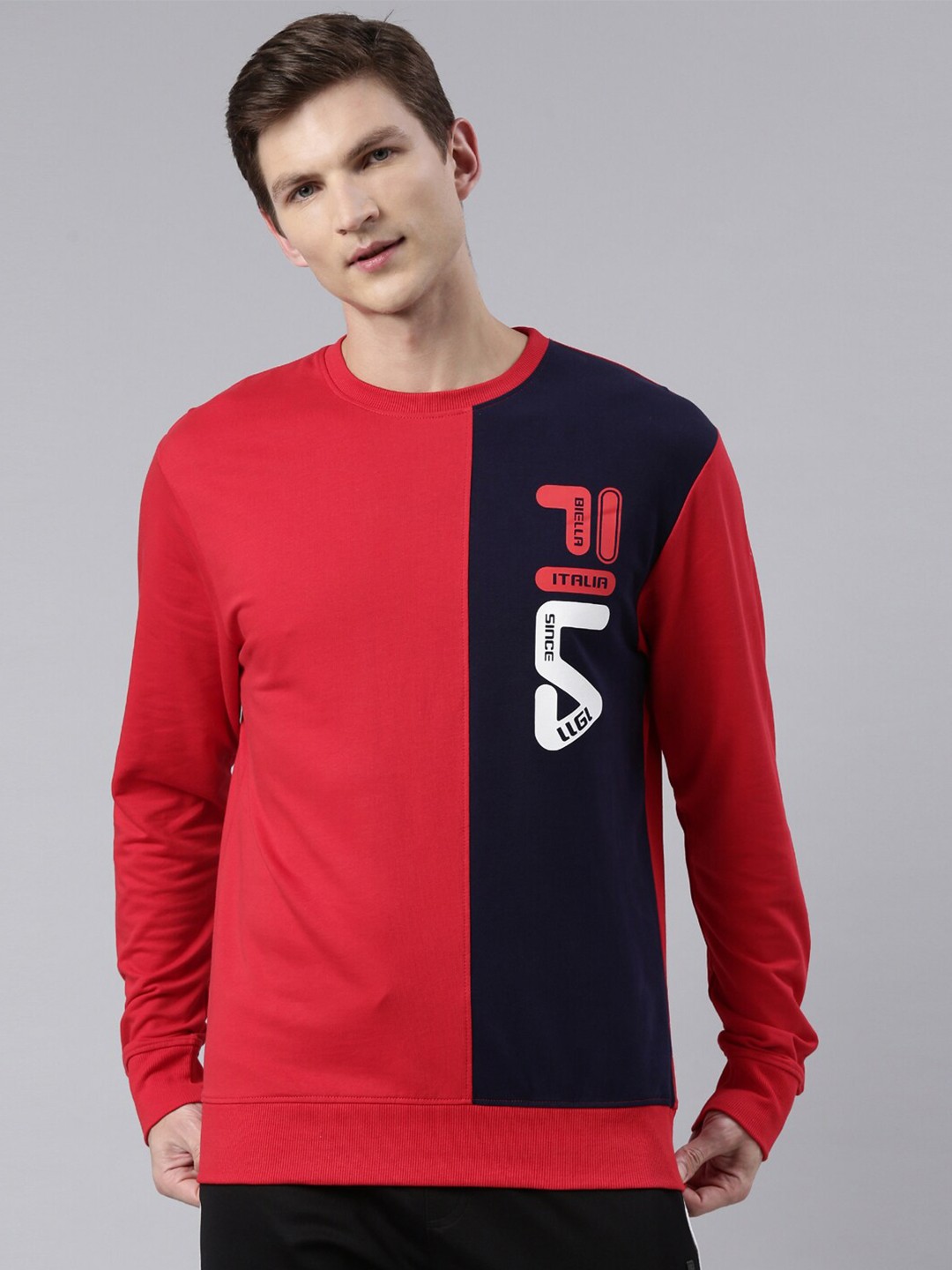 

FILA Men Red Colourblocked Sweatshirt