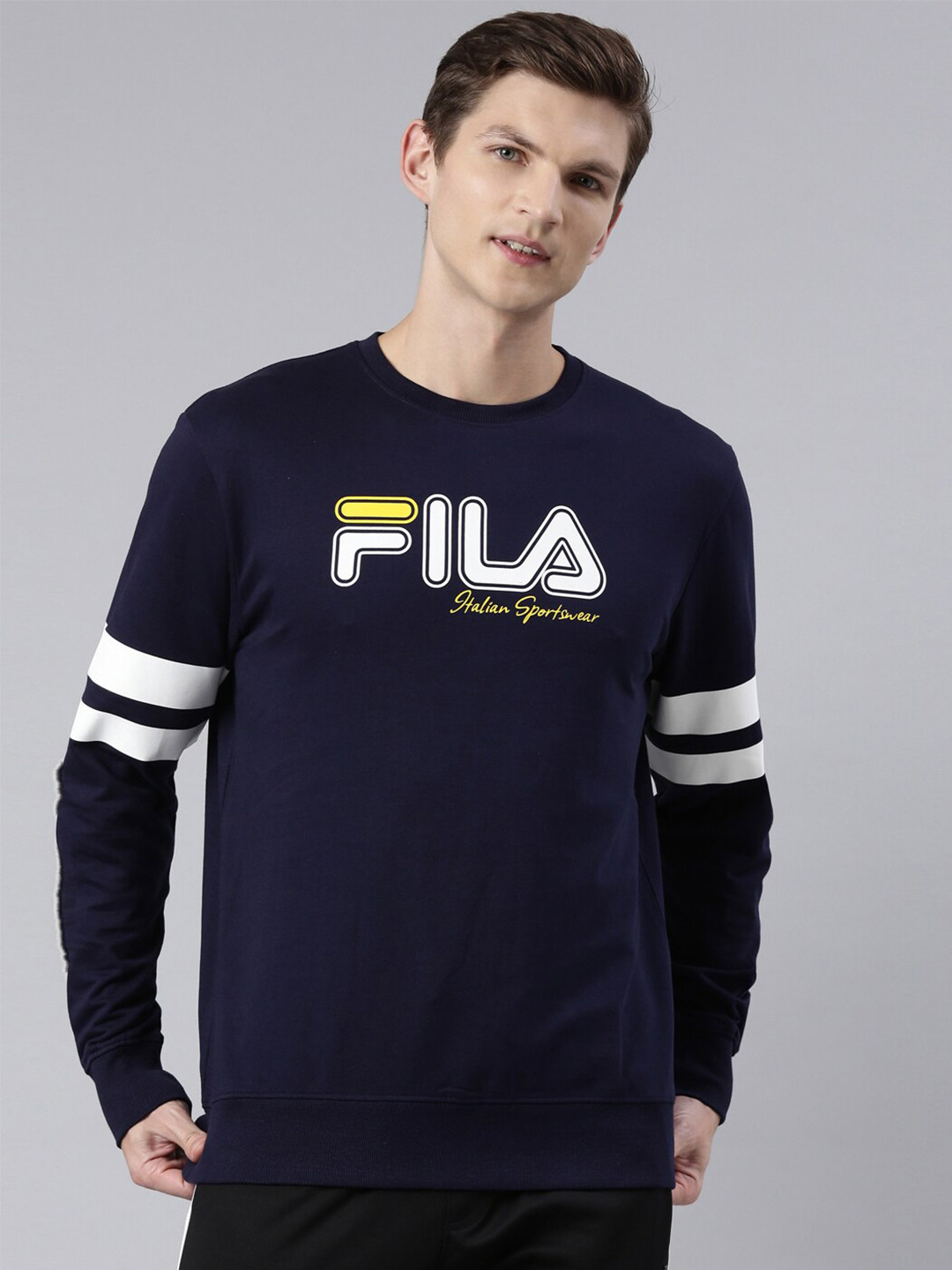 

FILA Men Navy Blue Printed Sweatshirt