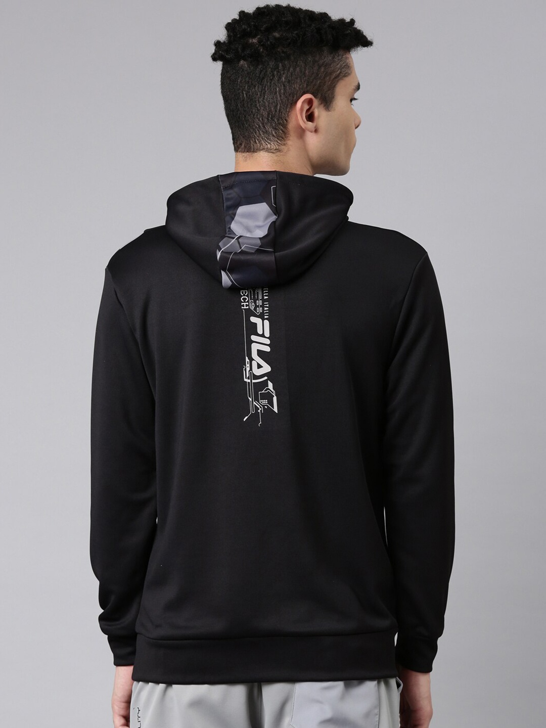 

FILA Men Black Printed Hooded Sweatshirt