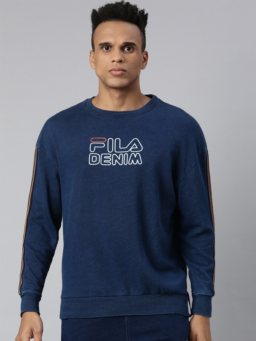 

FILA Men Blue Printed Sweatshirt